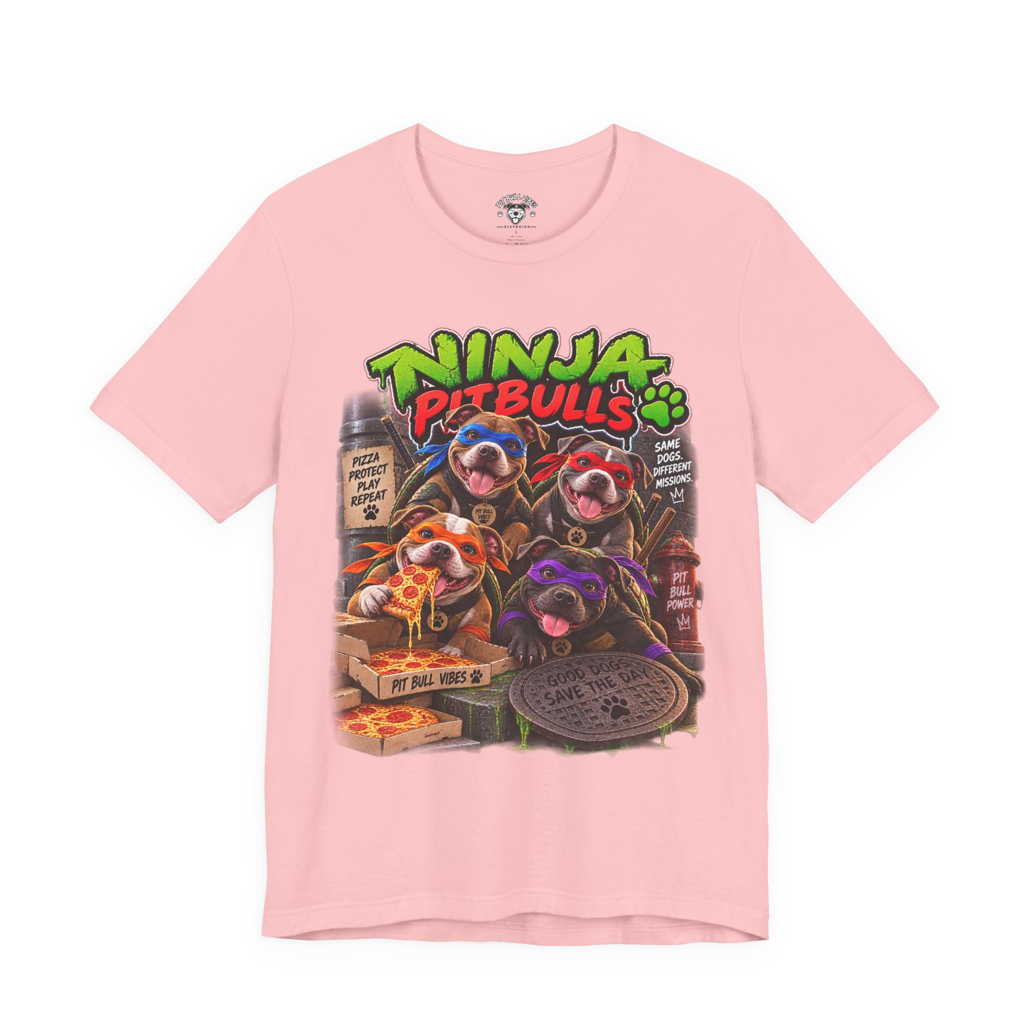 Ninja Pitbulls Graphic Tee — Cute Pitbull Dogs Street Art T-Shirt - Image 33