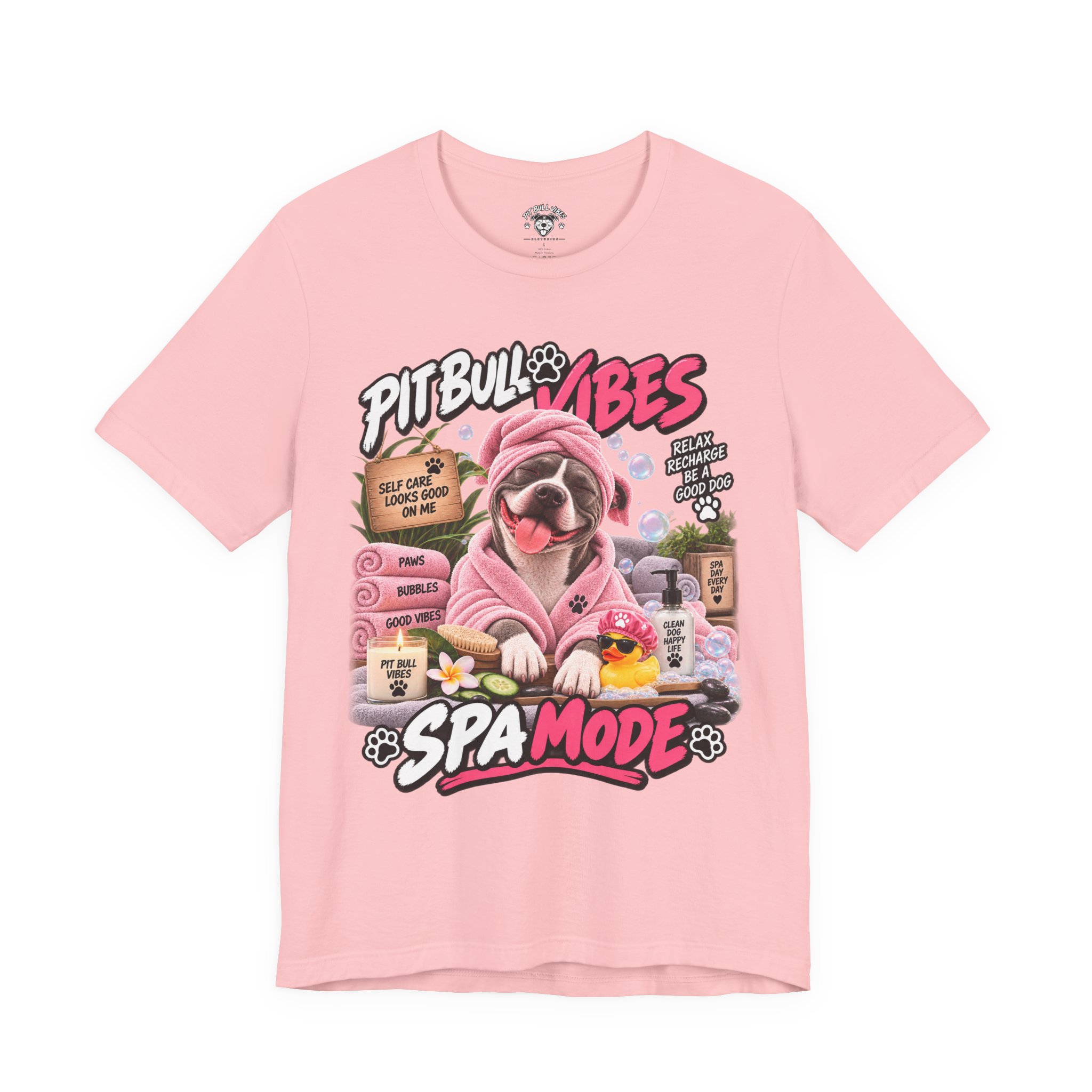 Pit Bull Spa Mode T-Shirt – Cute Spa Vibes Graphic Tee for Dog Lovers - Image 2