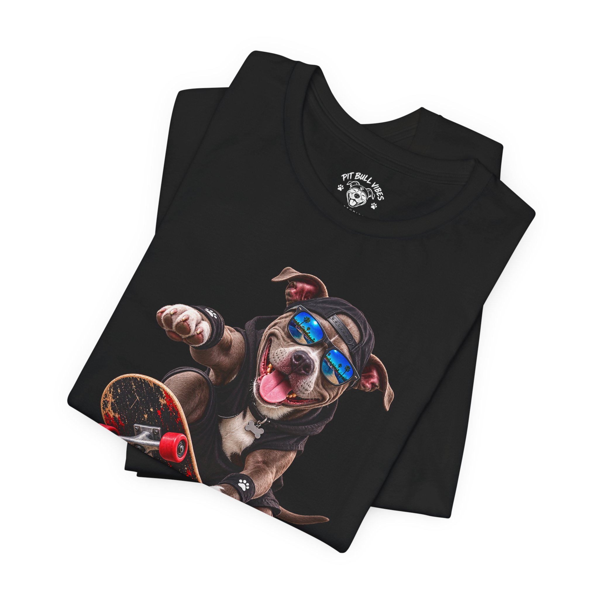 Skateboarding Dog T-Shirt | Skate Pup Graphic Tee, Sunglasses Puppy - Image 3