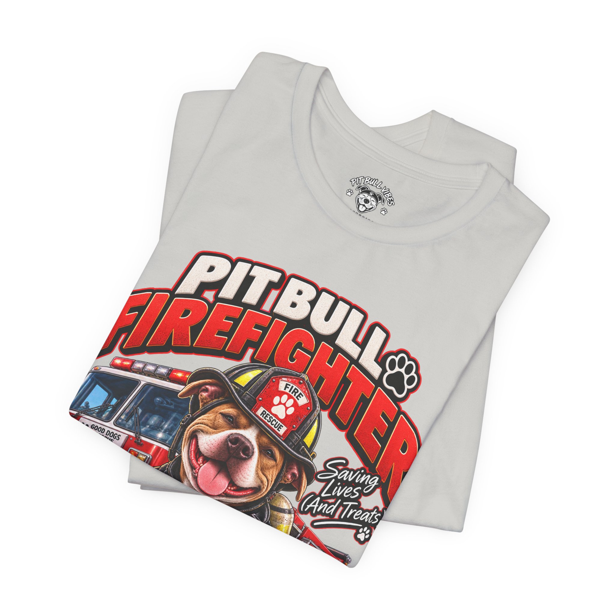 Pitbull Firefighter T-Shirt – Cute Firehouse Dog Tee for Firefighters & Dog Lovers - Image 15
