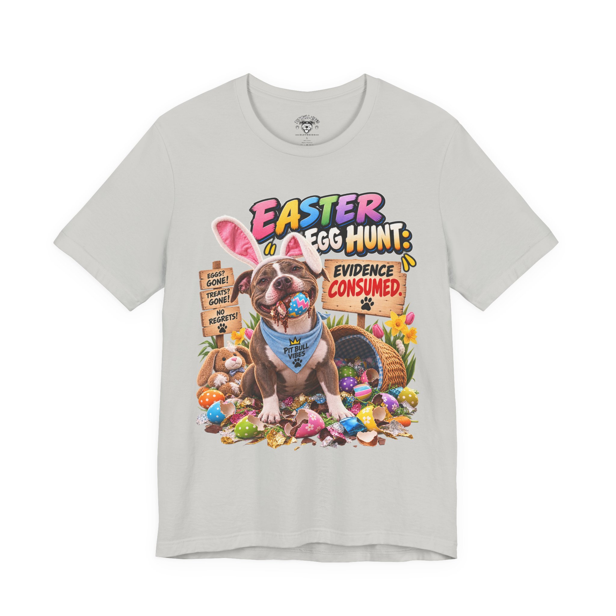 Easter Egg Hunt Dog T-Shirt — “Evidence Consumed” Cute Puppy Easter Tee - Image 17