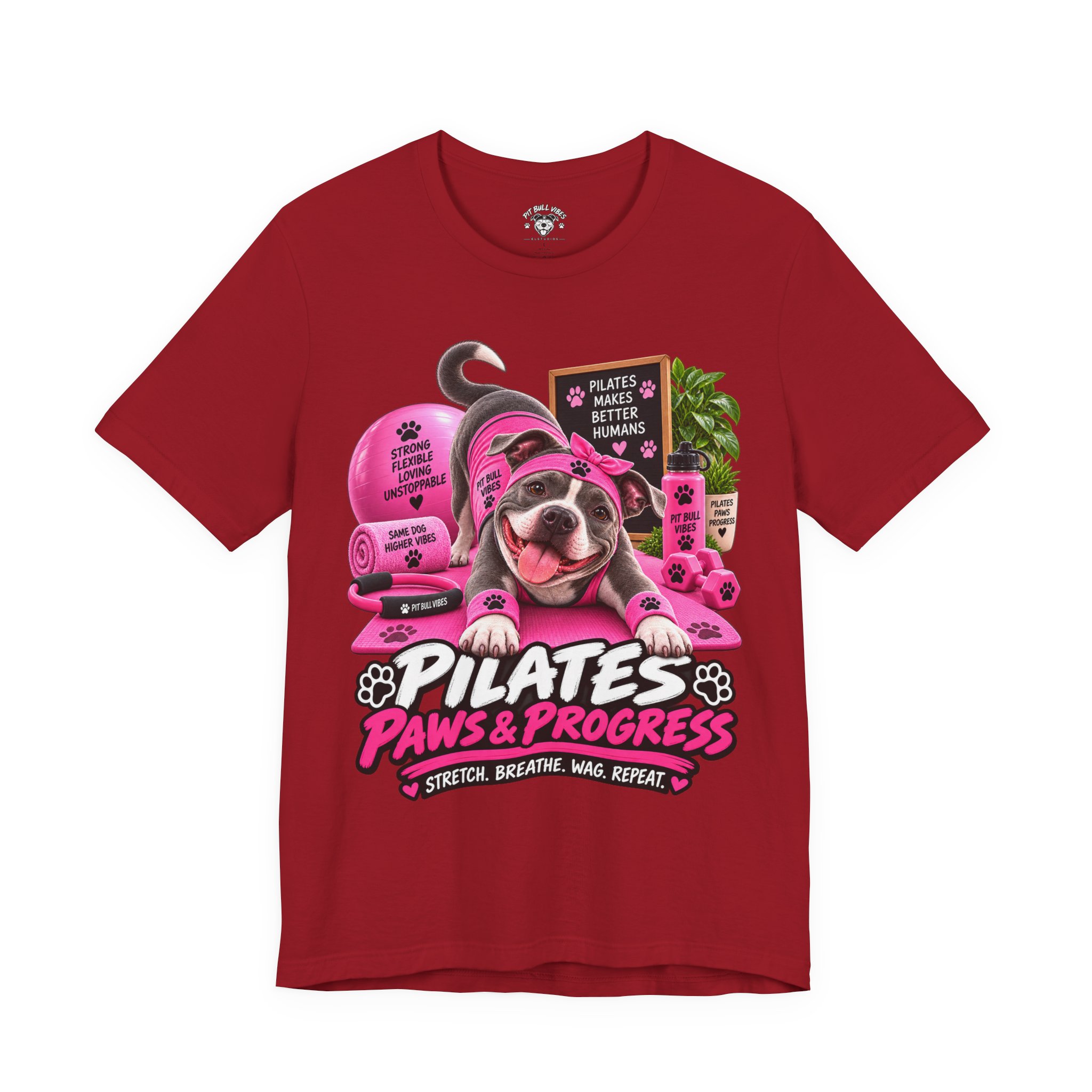 Pilates Paws & Progress T-Shirt — Cute Dog Yoga Pilates Tee (Stretch, Breathe, Wag, Repeat) - Image 37