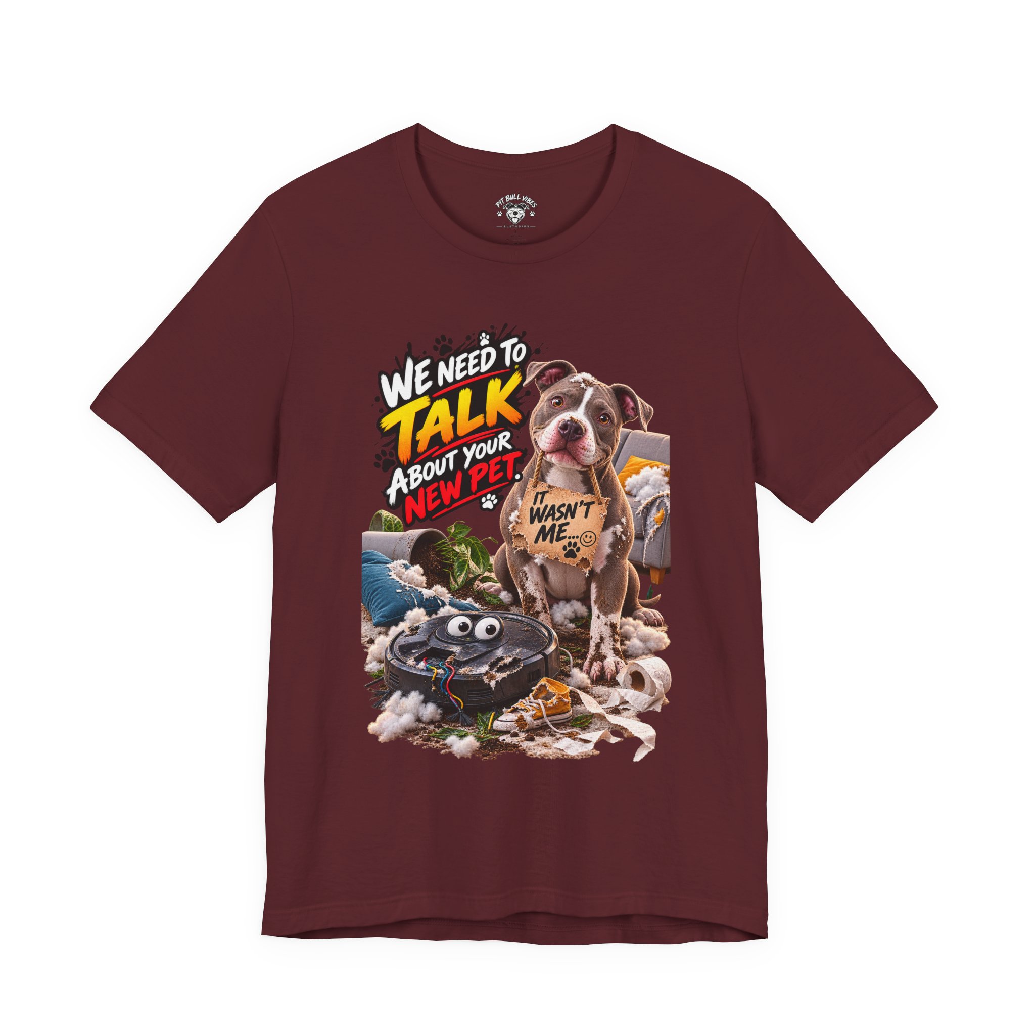 Dog and Irobot Graphic Tee - "We Need to Talk About Your New Pet" T-Shirt - Image 25