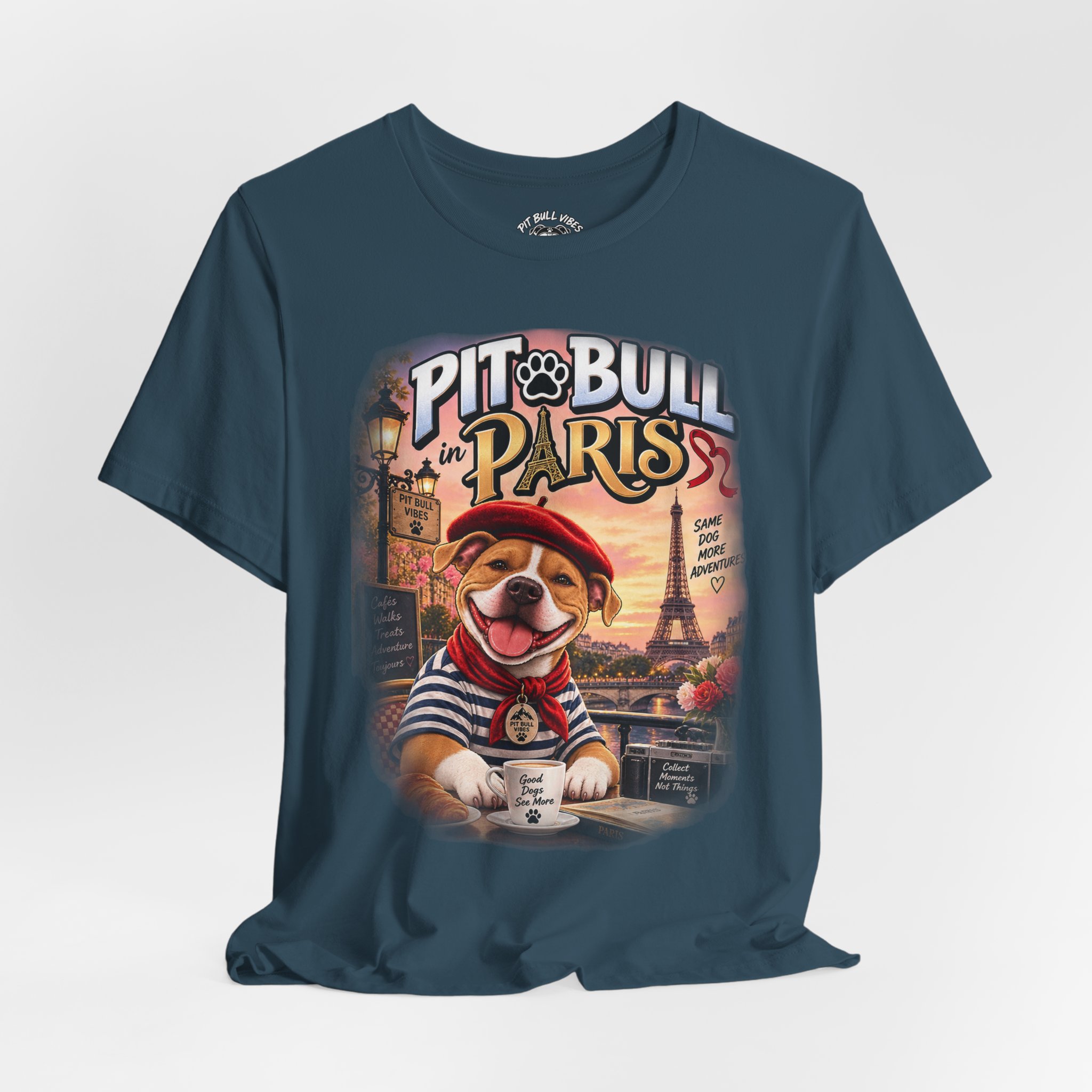 Pit Bull in Paris T-Shirt — Cute French PitBull Travel Graphic Tee - Image 24