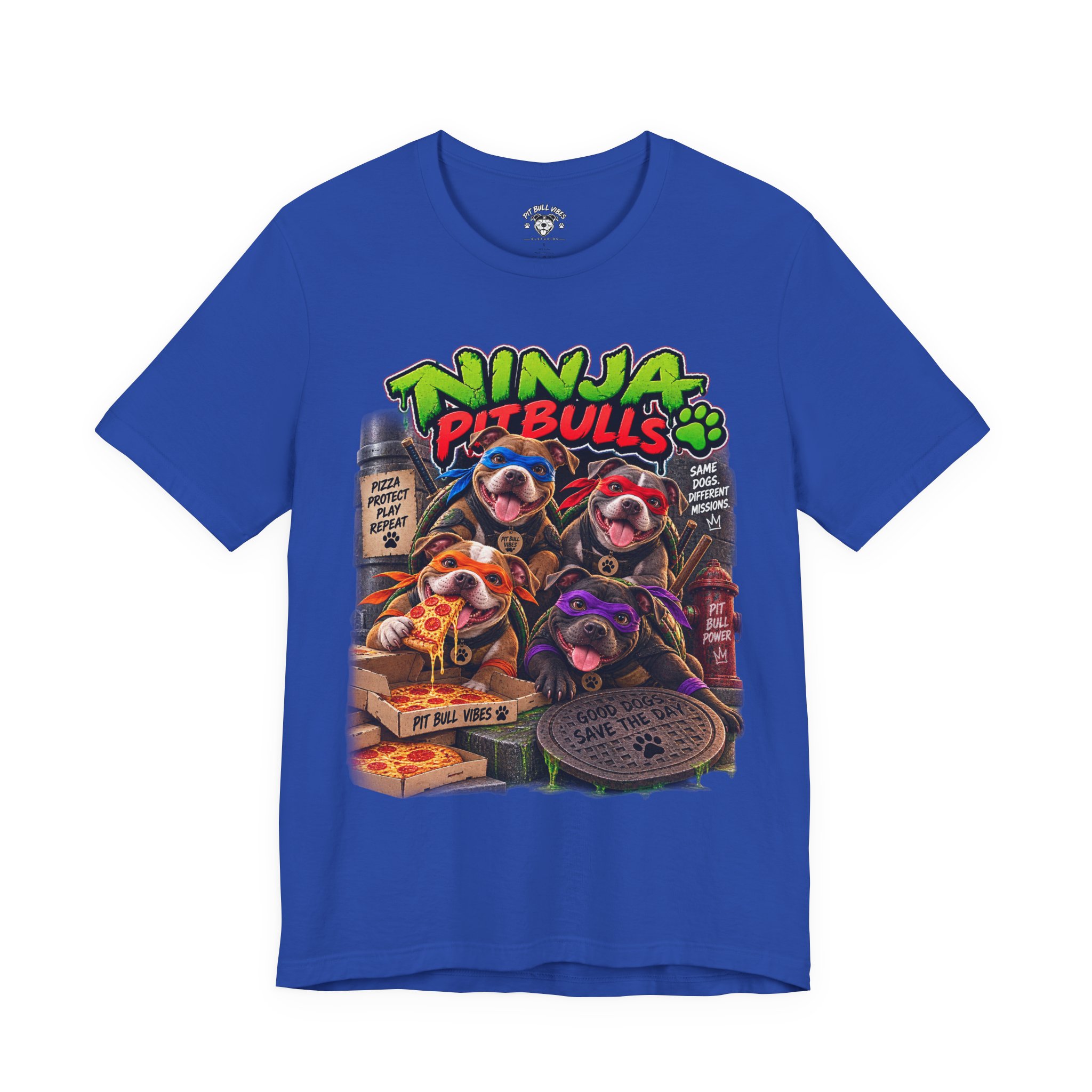 Ninja Pitbulls Graphic Tee — Cute Pitbull Dogs Street Art T-Shirt - Image 21