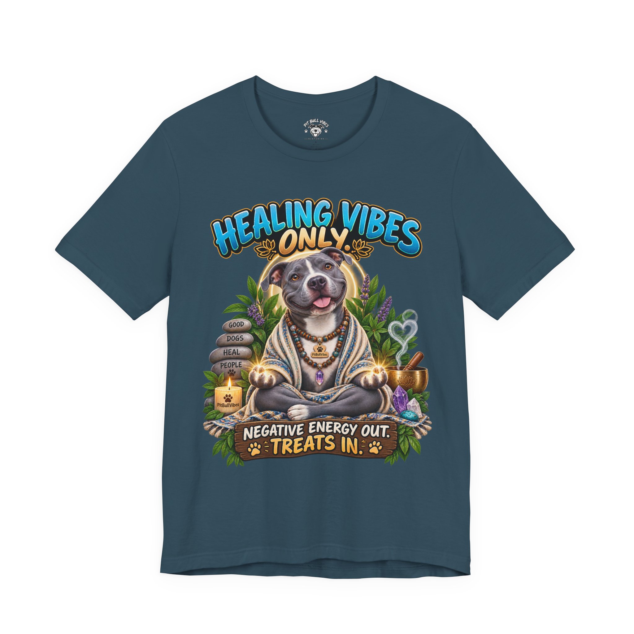 Healing Vibes Only Tee — "Negative Energy Out, Treats In" Dog Graphic T‑Shirt - Image 21