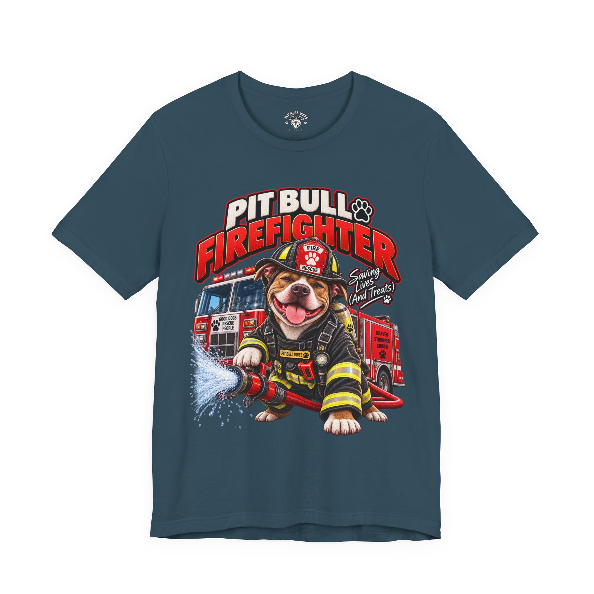 Pitbull Firefighter T-Shirt – Cute Firehouse Dog Tee for Firefighters & Dog Lovers - Image 21