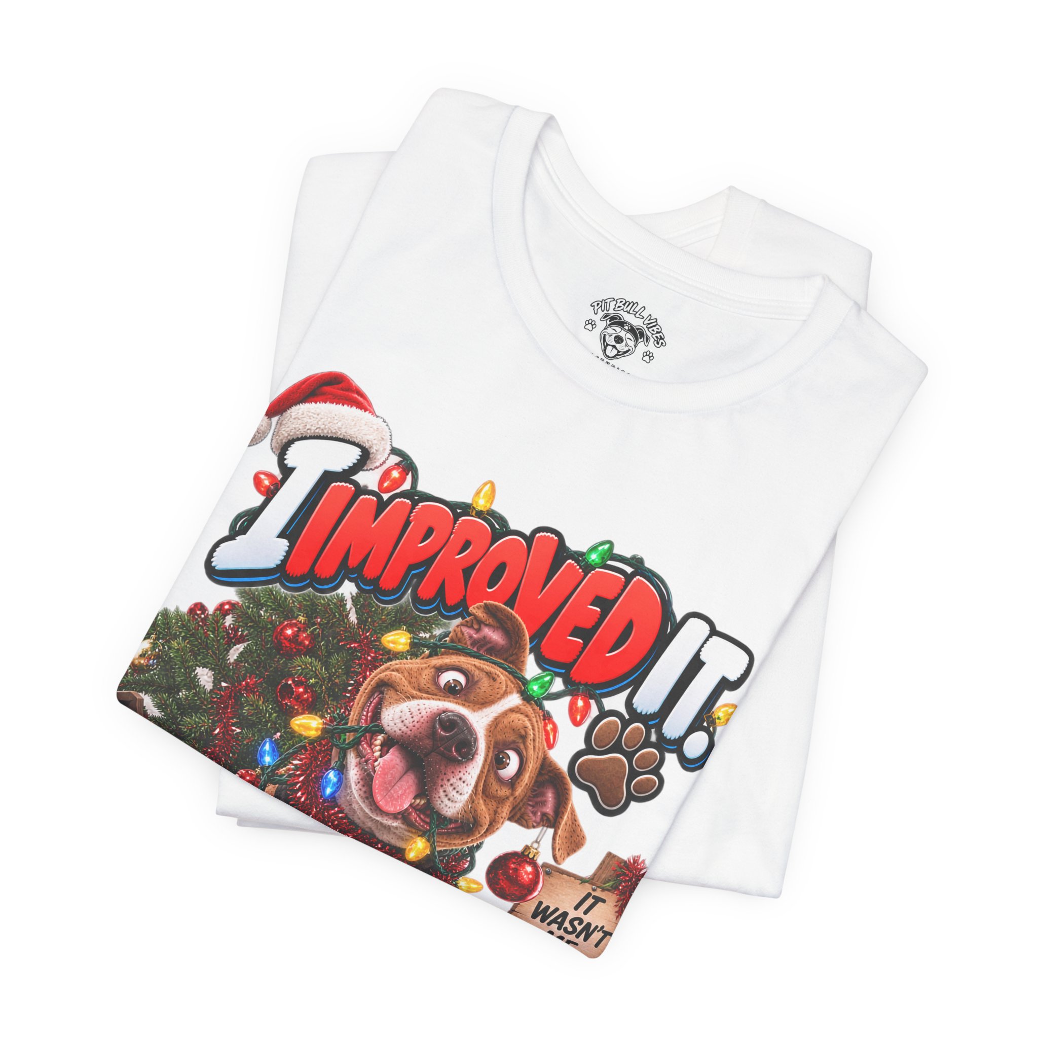 Christmas Dog T‑Shirt – "I Improved It" Funny Holiday Pet Tee - Image 7