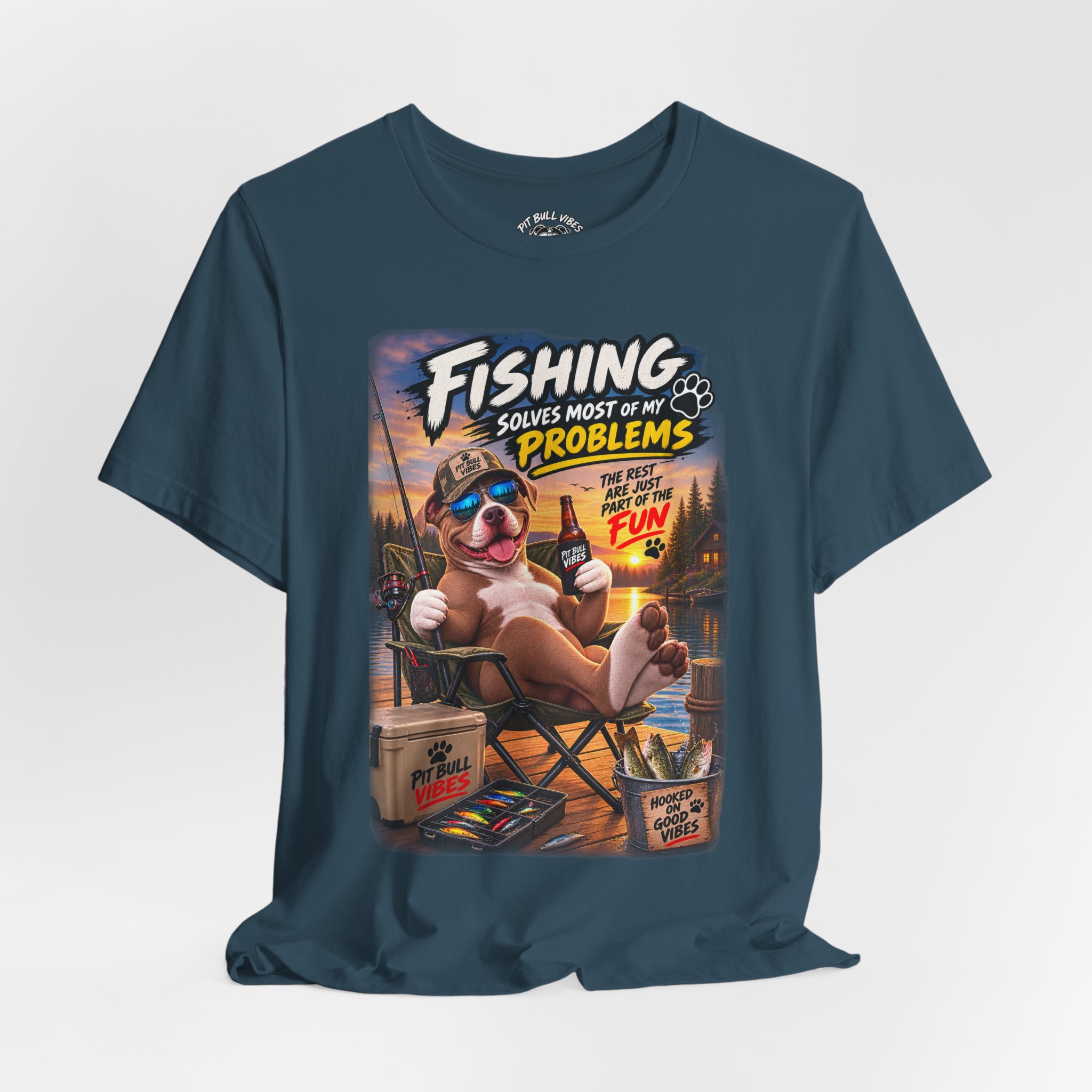 Fishing Solves Most of My Problems T-Shirt — Funny Fishing Graphic Tee - Image 32