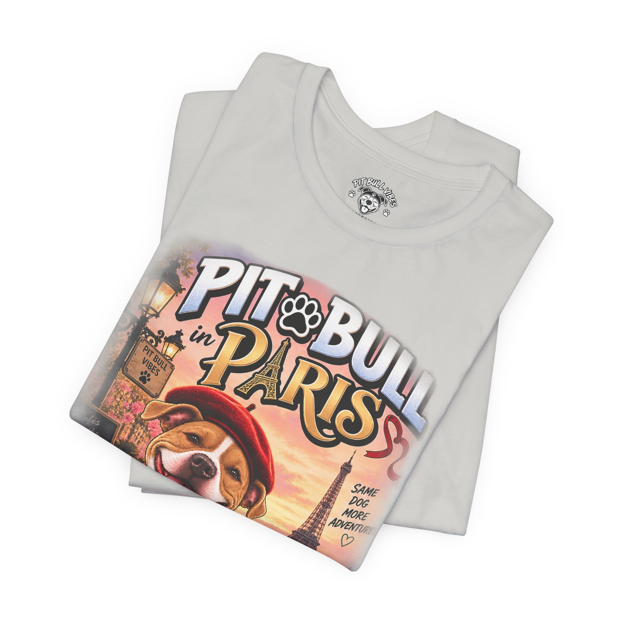 Pit Bull in Paris T-Shirt — Cute French PitBull Travel Graphic Tee - Image 15