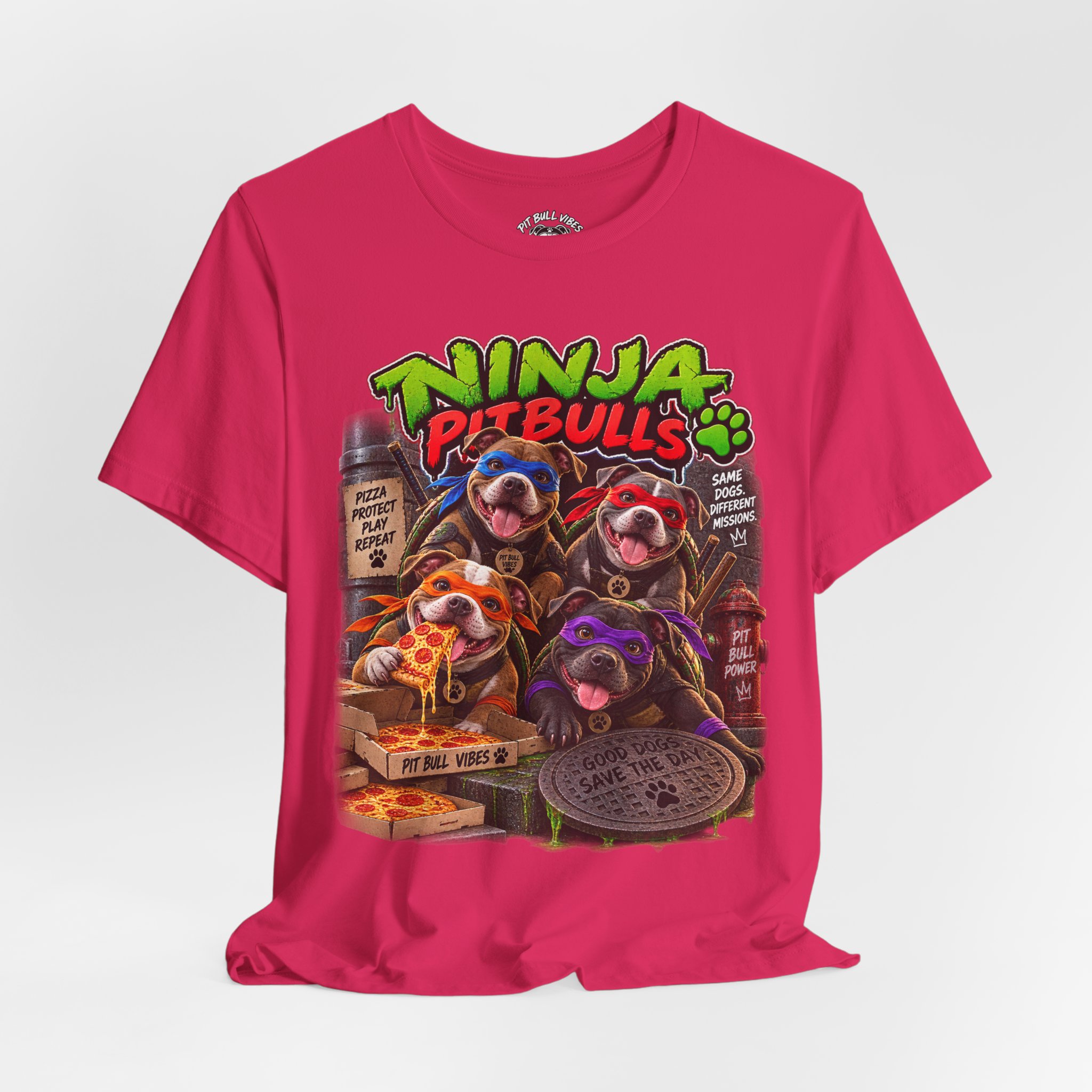 Ninja Pitbulls Graphic Tee — Cute Pitbull Dogs Street Art T-Shirt - Image 32
