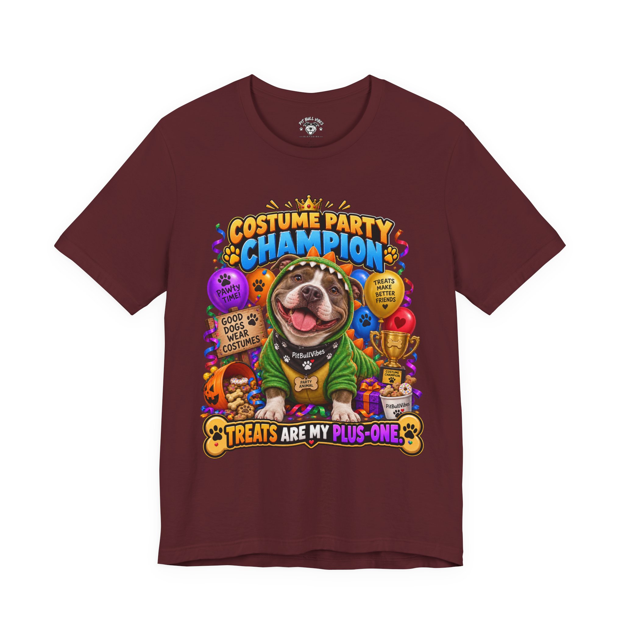 Costume Party Champion Dog T-Shirt — "Treats Are My Plus-One" - Image 29