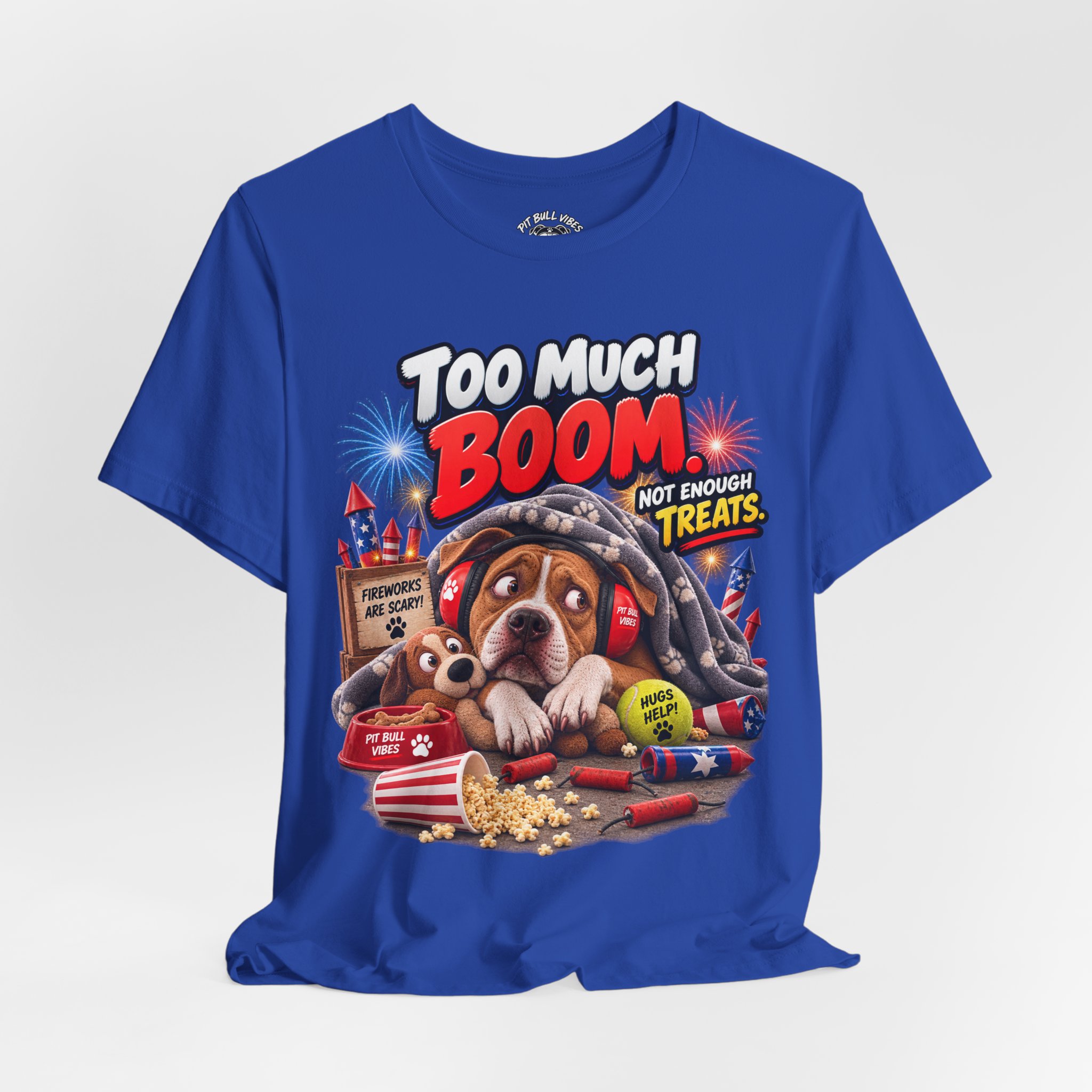 Too Much Boom Dog T-Shirt — Funny Patriotic Fireworks Rescue Pup Tee - Image 20