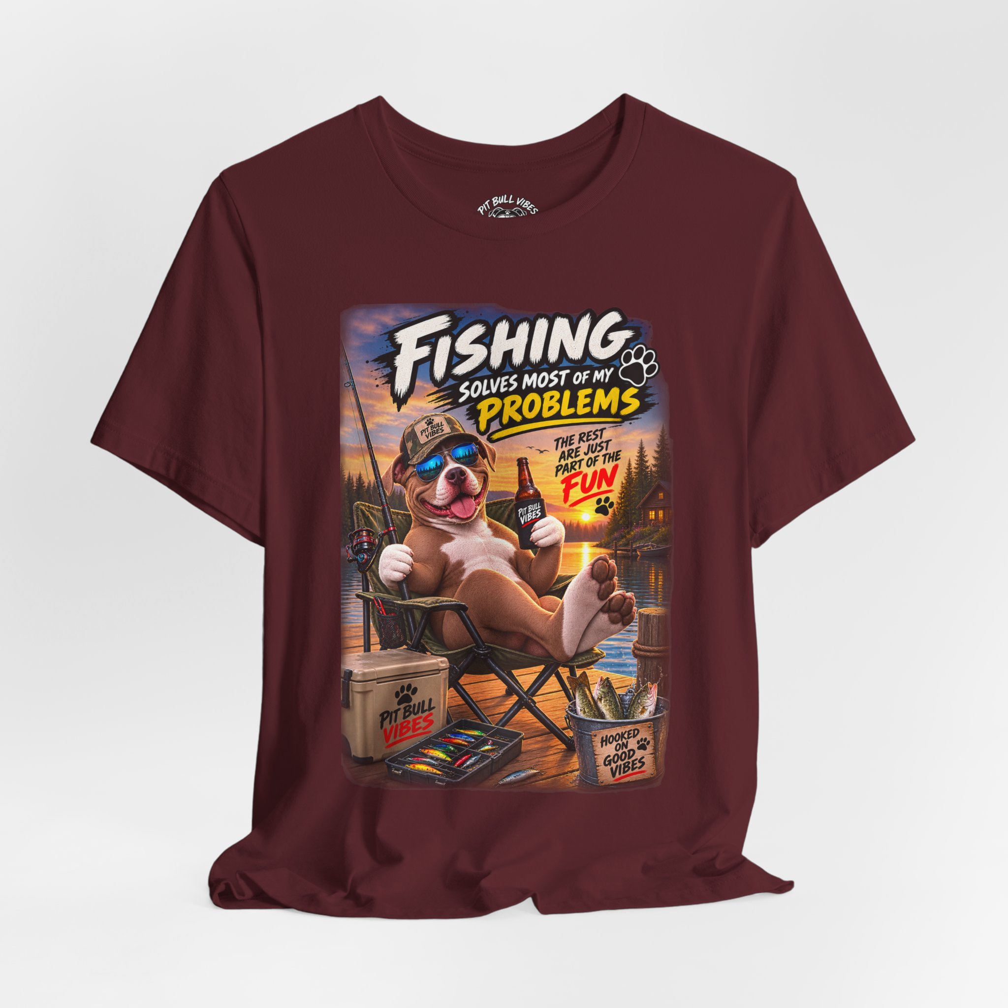 Fishing Solves Most of My Problems T-Shirt — Funny Fishing Graphic Tee - Image 36