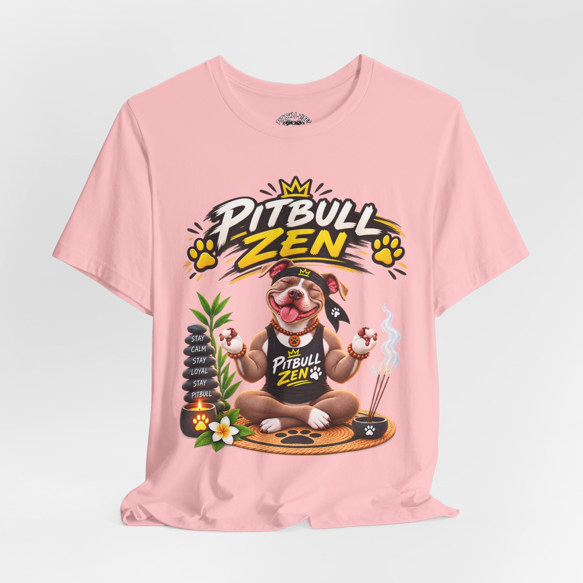 Pitbull Zen T-Shirt - Cute Meditating Pitbull Graphic Tee - Image 32