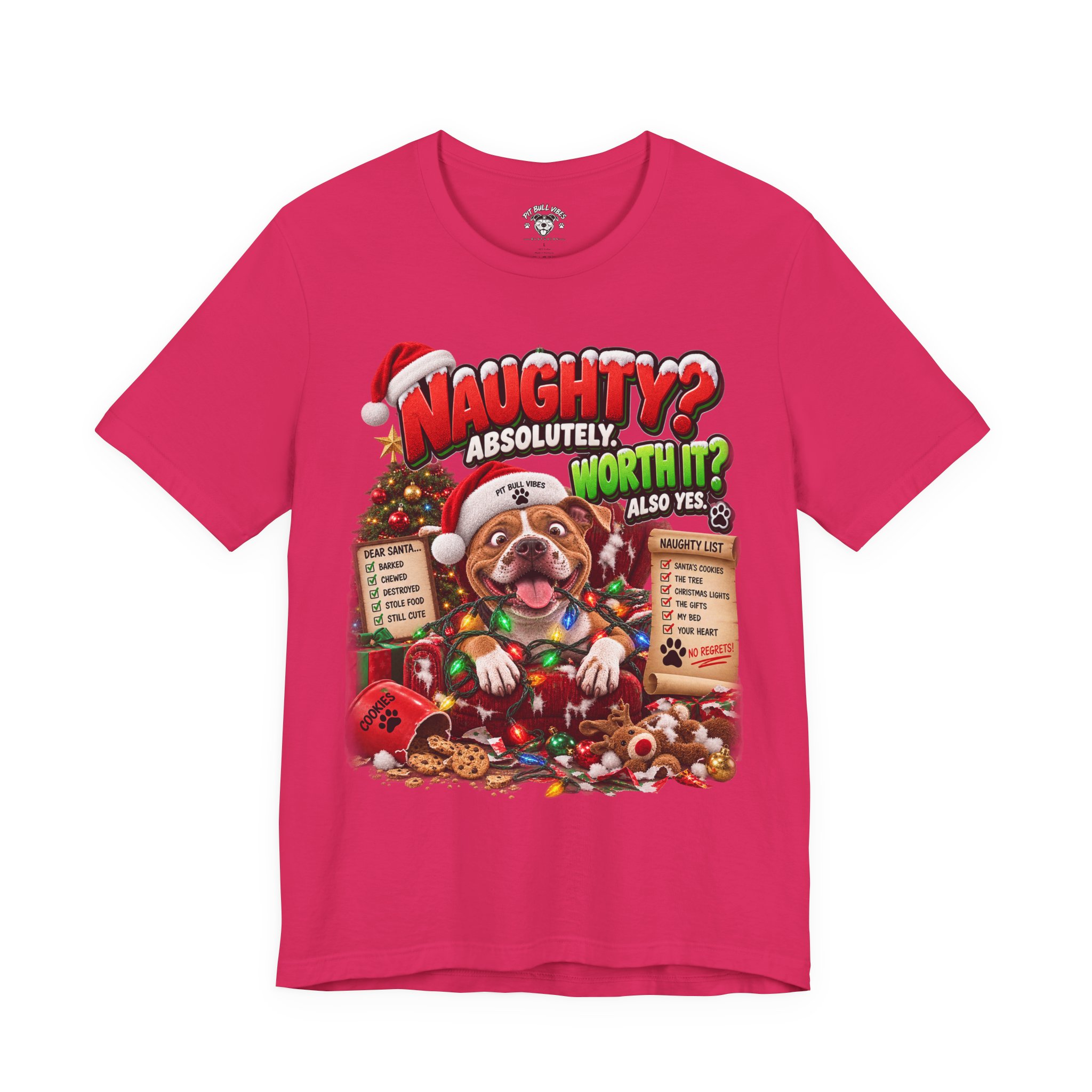 Naughty? Absolutely! Worth It? Christmas Dog Graphic Tee - Image 25