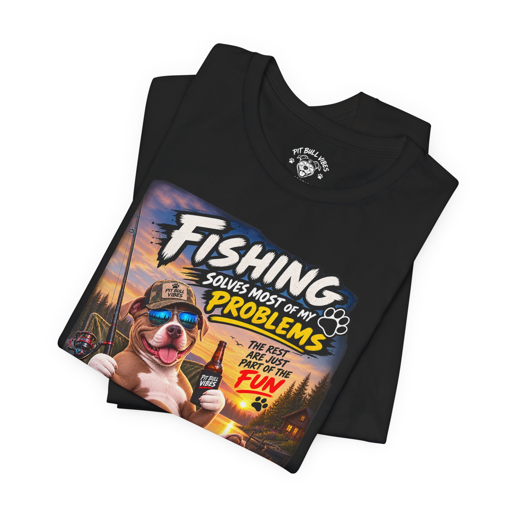 Fishing Solves Most of My Problems T-Shirt — Funny Fishing Graphic Tee - Image 4