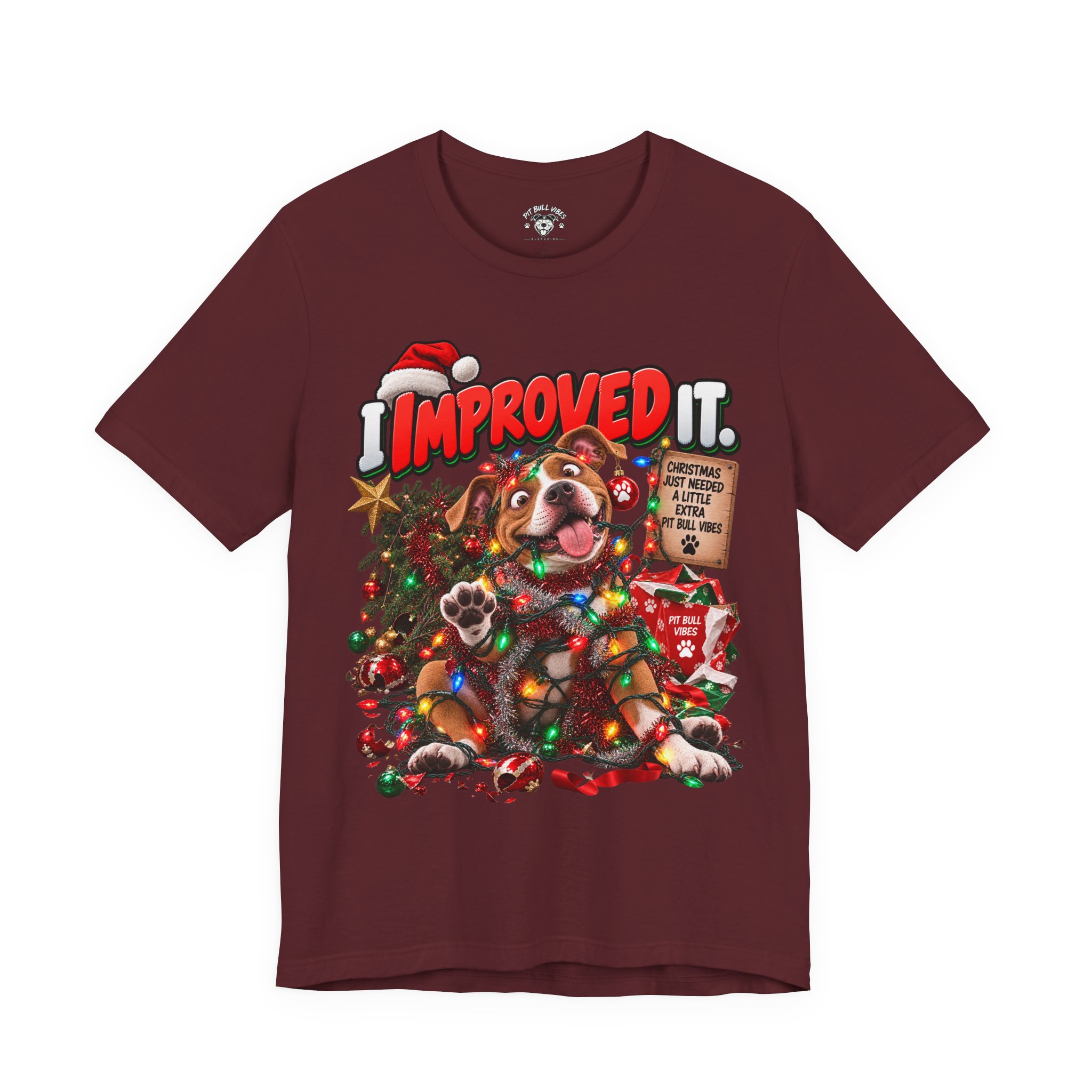 Holiday Dog T‑Shirt “I Improved It” Christmas Puppy Tee - Image 29