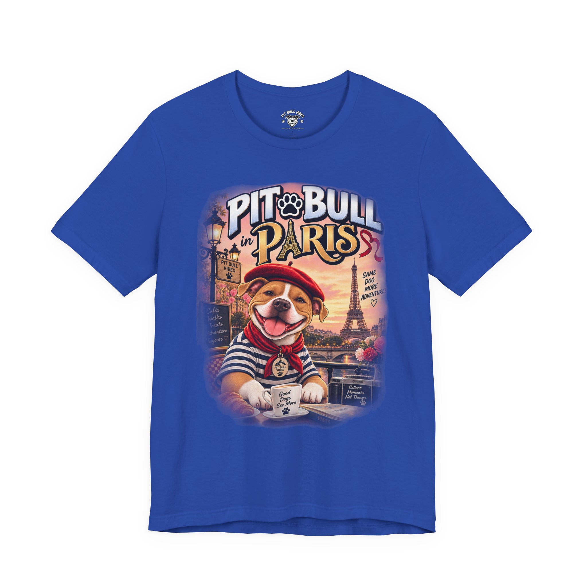 Pit Bull in Paris T-Shirt — Cute French PitBull Travel Graphic Tee - Image 17