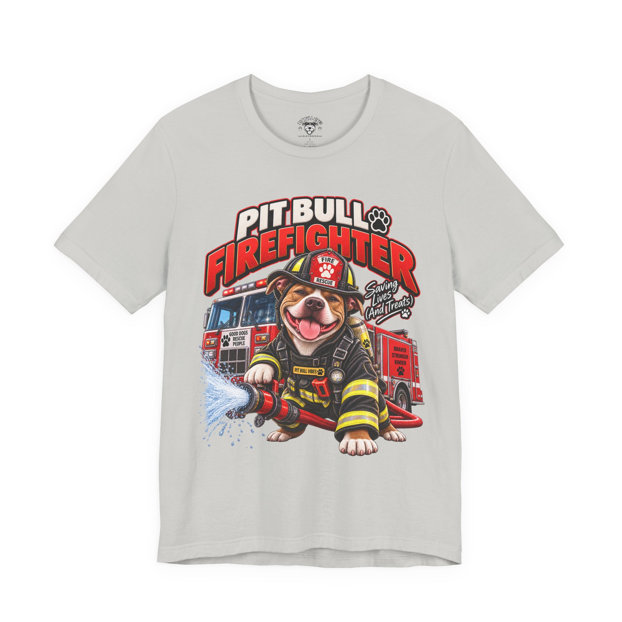 Pitbull Firefighter T-Shirt – Cute Firehouse Dog Tee for Firefighters & Dog Lovers - Image 13