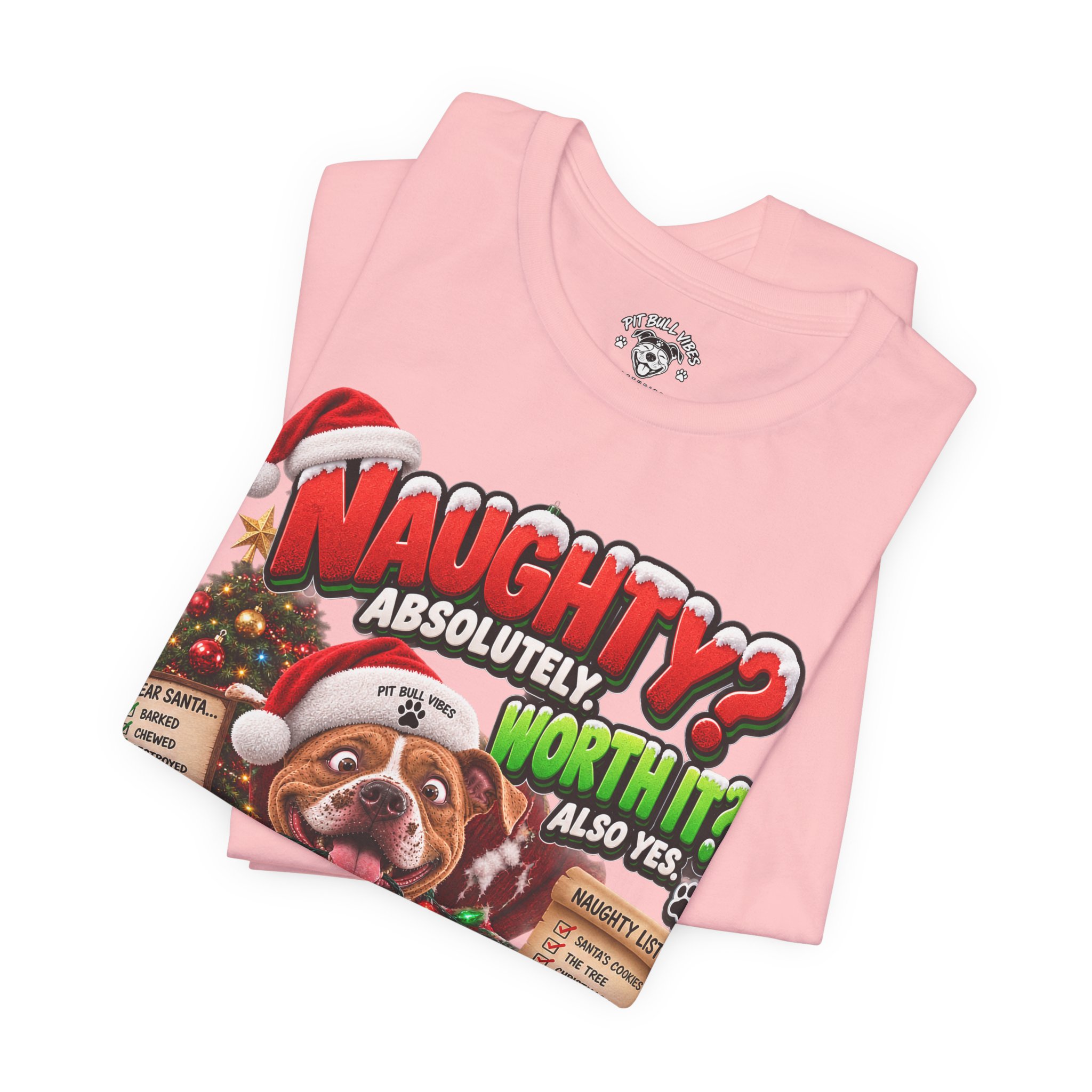 Naughty? Absolutely! Worth It? Christmas Dog Graphic Tee - Image 35