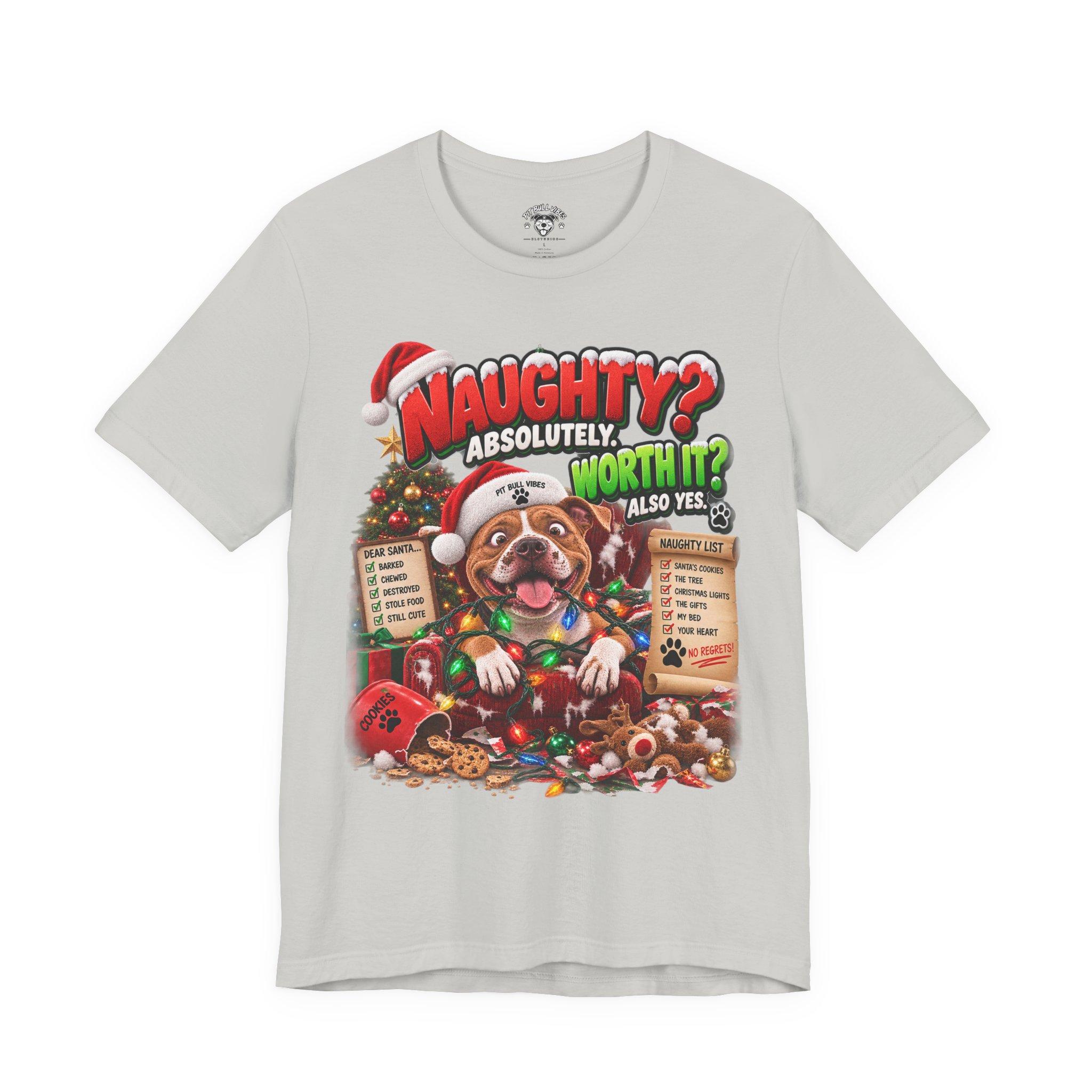 Naughty? Absolutely! Worth It? Christmas Dog Graphic Tee - Image 17