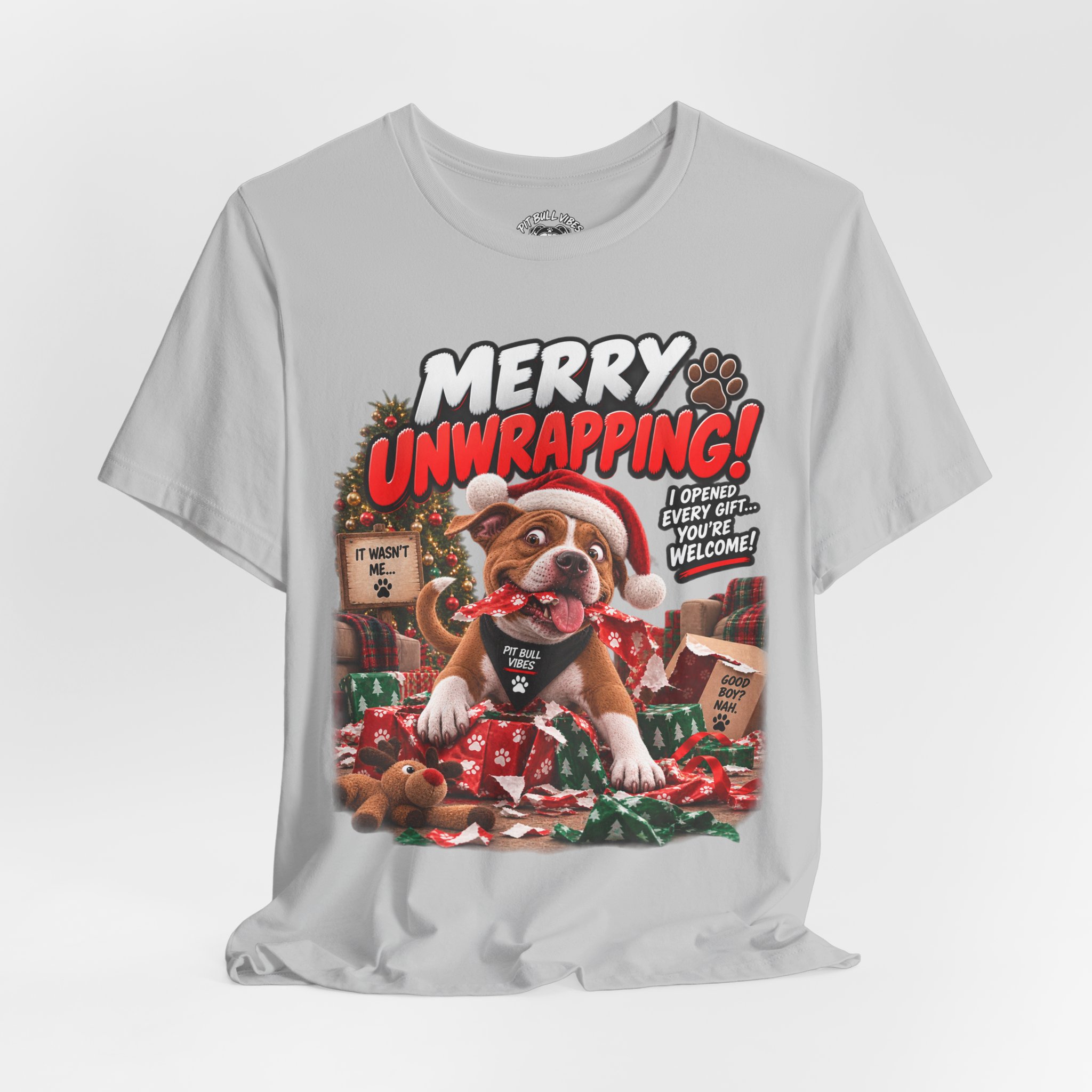 Merry Unwrapping! Christmas Dog T-Shirt — Funny Holiday Puppy Gift - Image 12