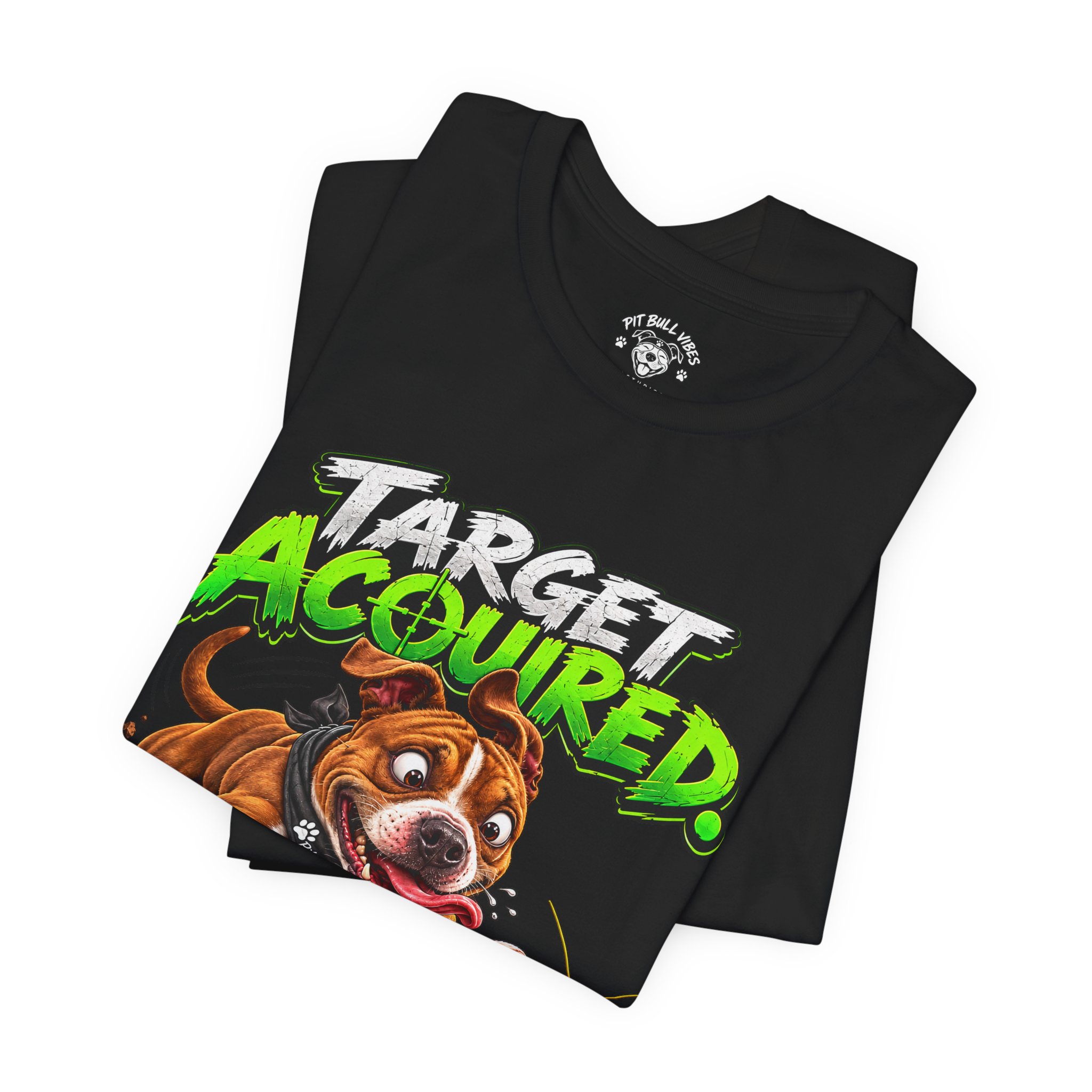 Target Acquired T-Shirt — Playful PitBull Dog 'Bug Patrol: Full Send' Graphic Tee - Image 15