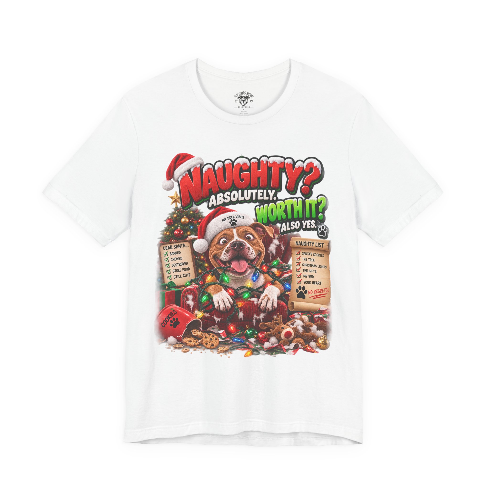Naughty? Absolutely! Worth It? Christmas Dog Graphic Tee - Image 5