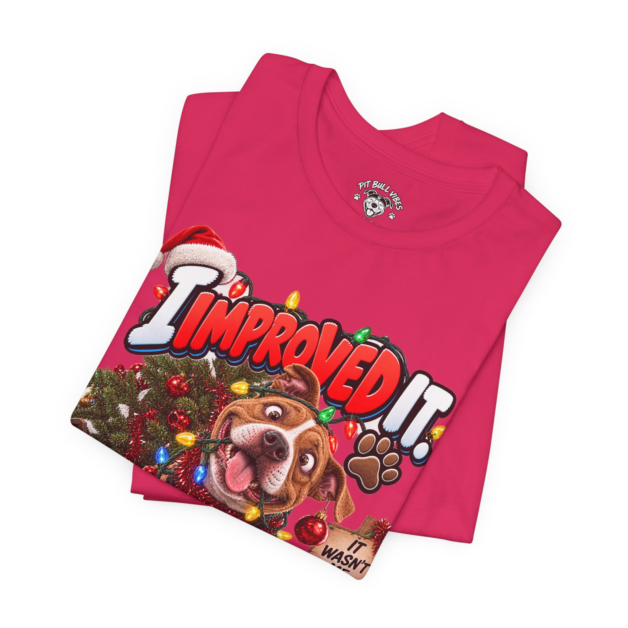 Christmas Dog T‑Shirt – "I Improved It" Funny Holiday Pet Tee - Image 4