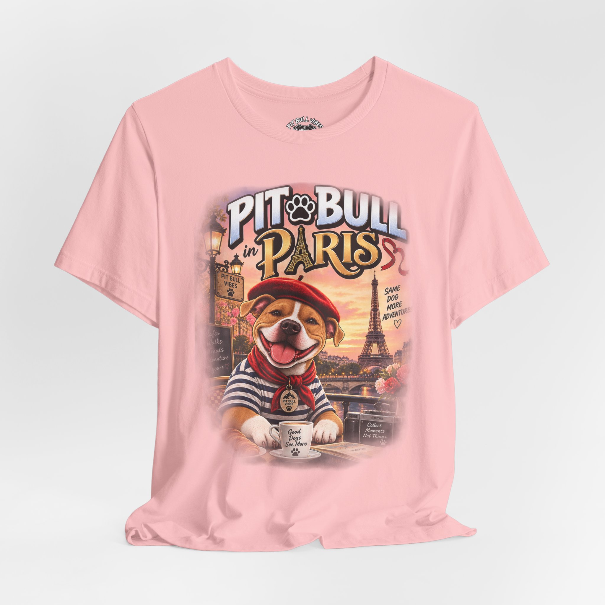 Pit Bull in Paris T-Shirt — Cute French PitBull Travel Graphic Tee - Image 36