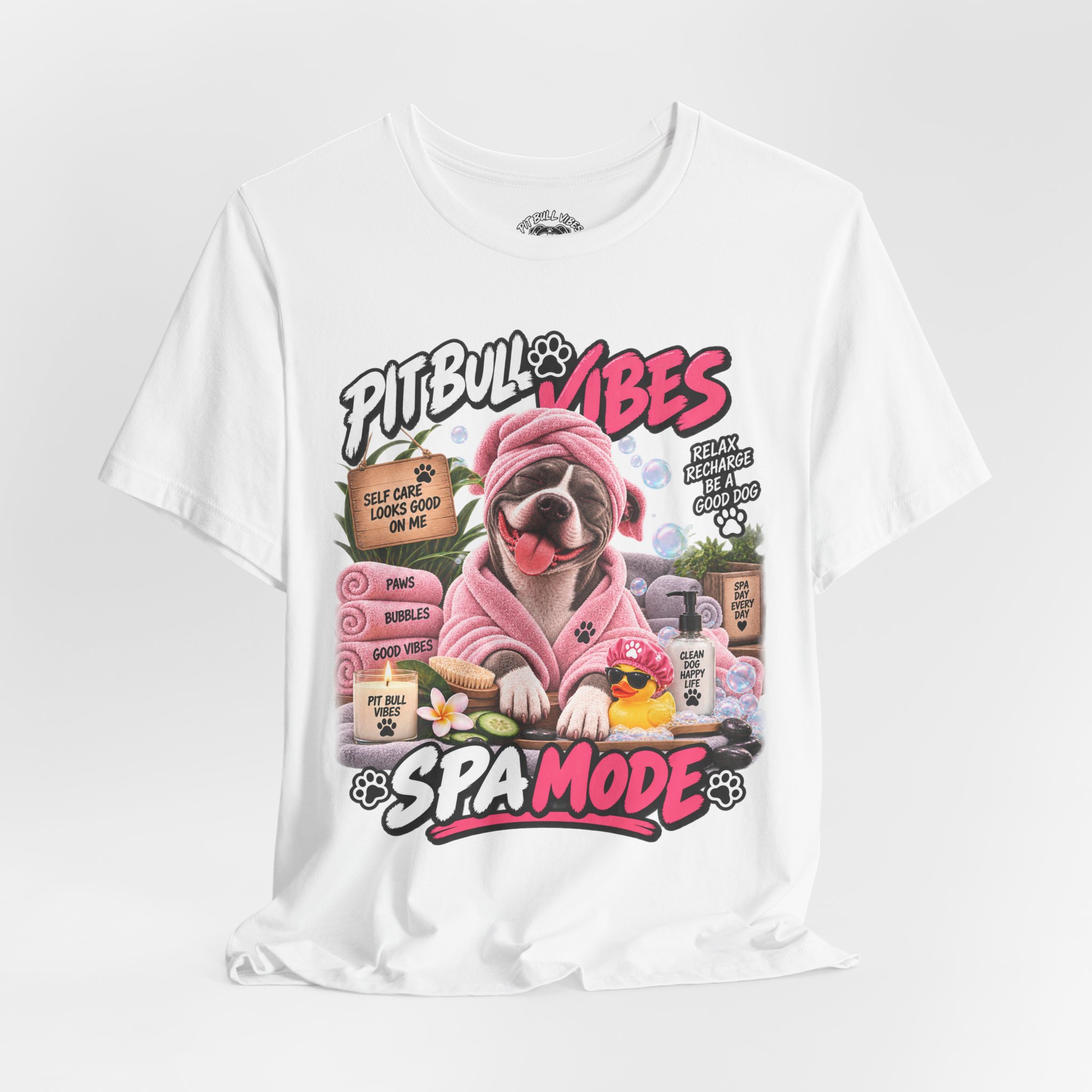 Pit Bull Spa Mode T-Shirt – Cute Spa Vibes Graphic Tee for Dog Lovers - Image 8