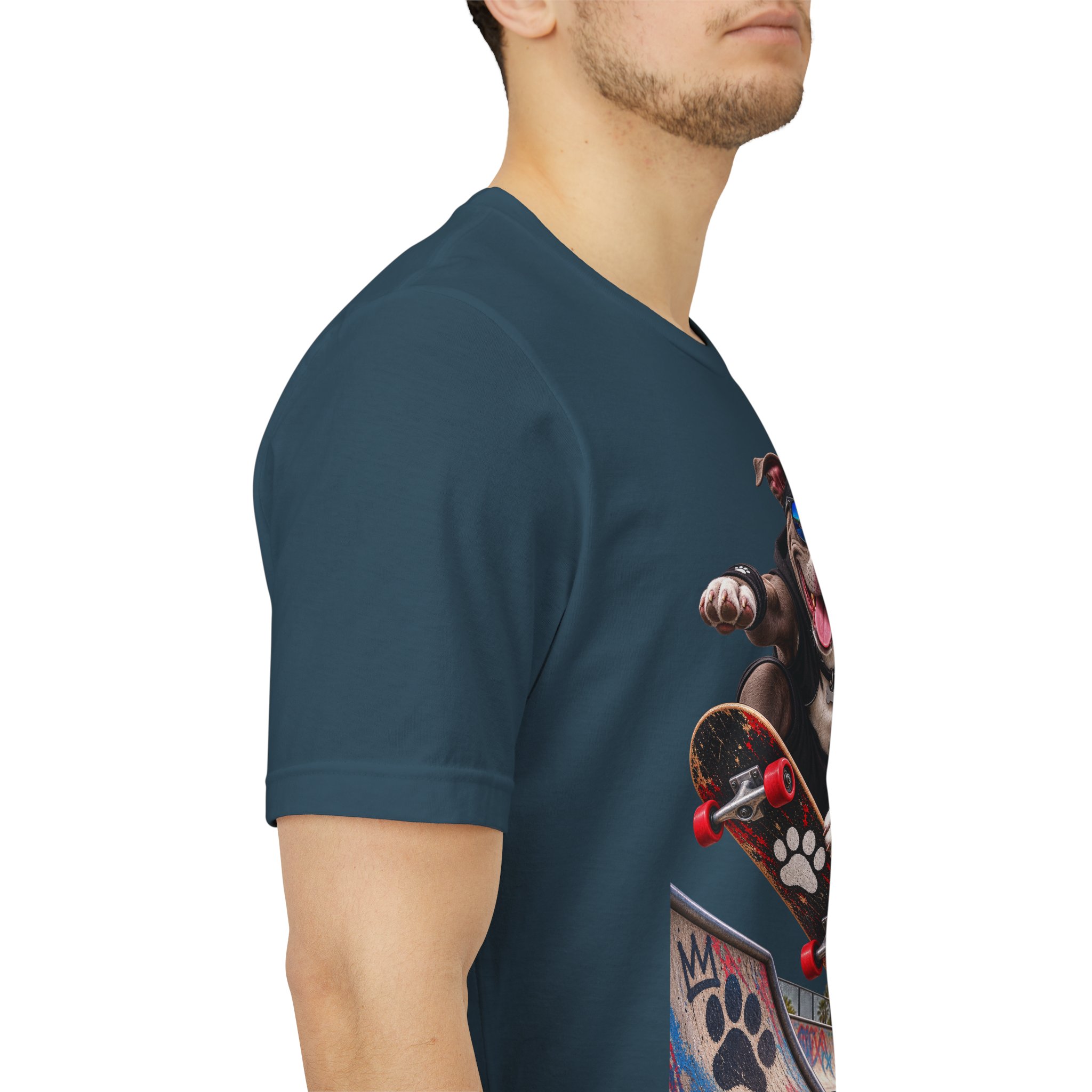 Skateboarding Dog T-Shirt | Skate Pup Graphic Tee, Sunglasses Puppy - Image 24