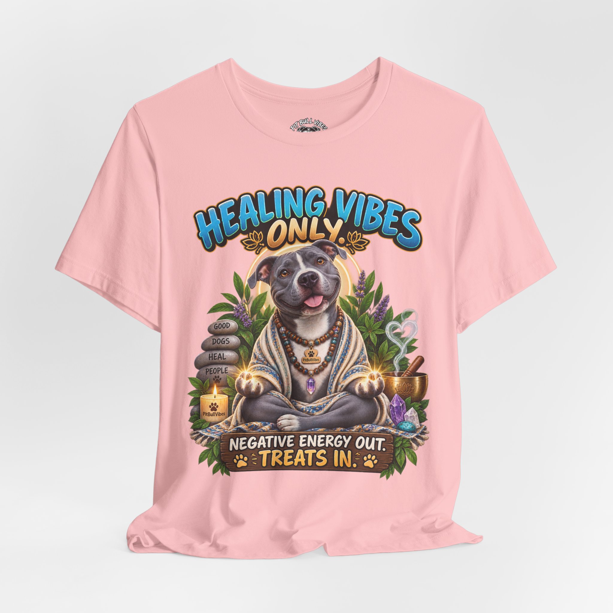 Healing Vibes Only Tee — "Negative Energy Out, Treats In" Dog Graphic T‑Shirt - Image 36