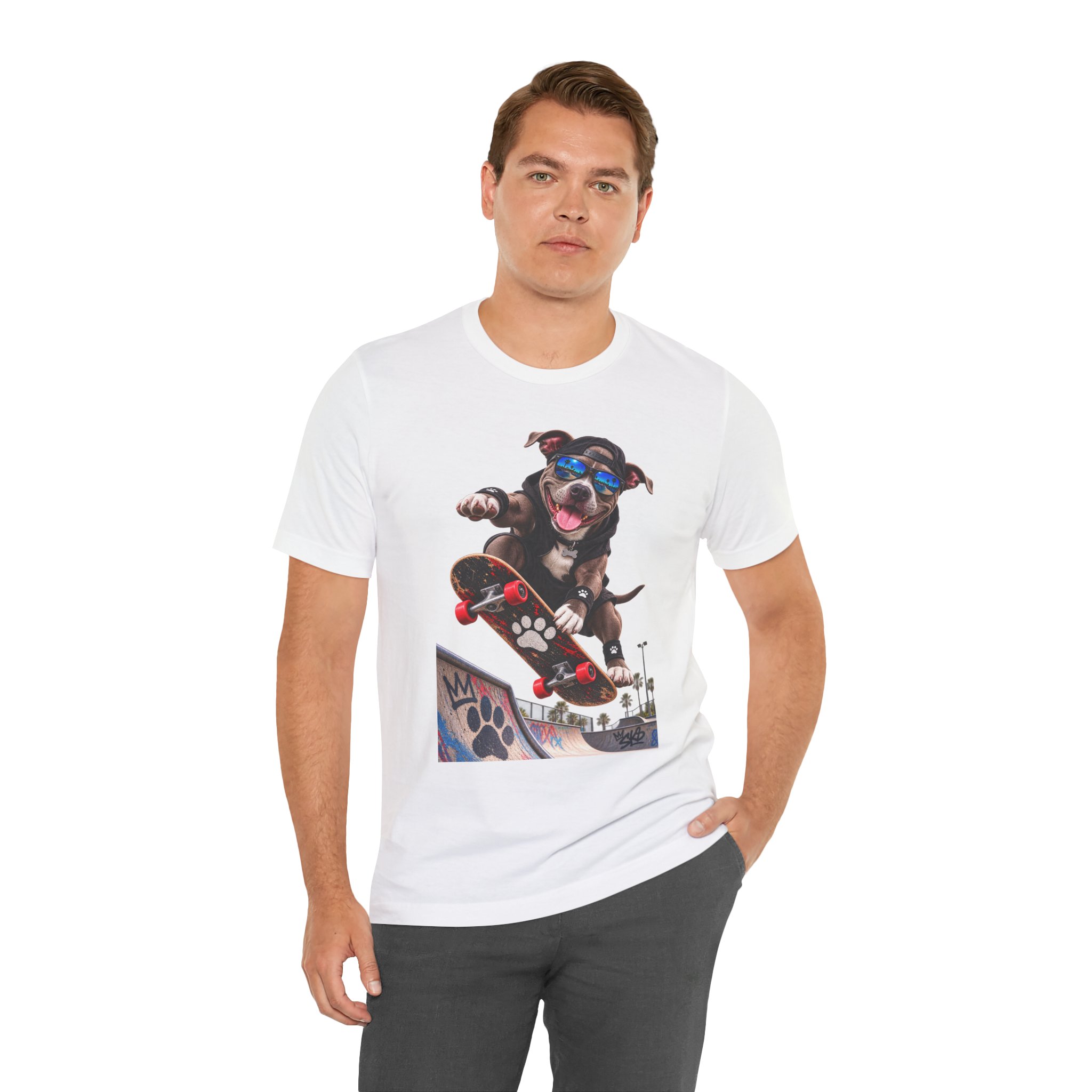 Skateboarding Dog T-Shirt | Skate Pup Graphic Tee, Sunglasses Puppy - Image 11