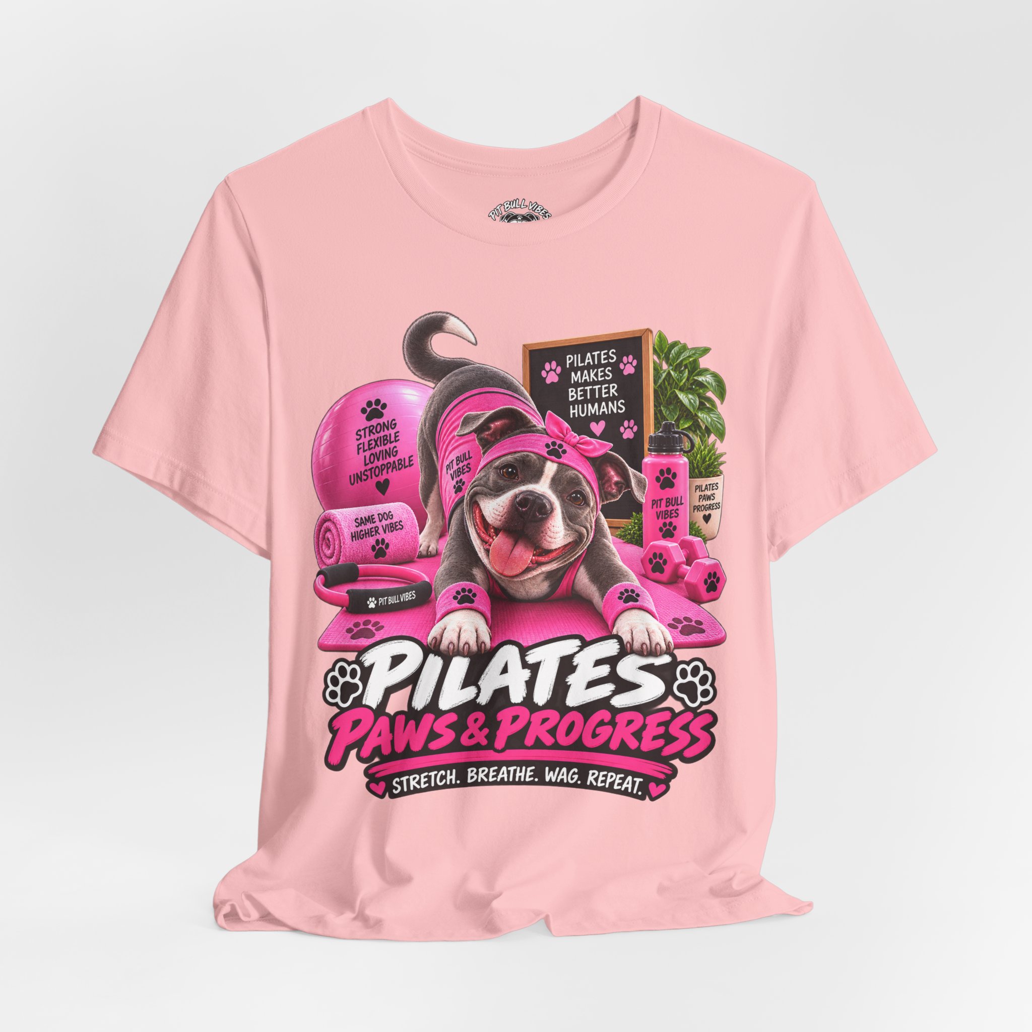 Pilates Paws & Progress T-Shirt — Cute Dog Yoga Pilates Tee (Stretch, Breathe, Wag, Repeat) - Image 36