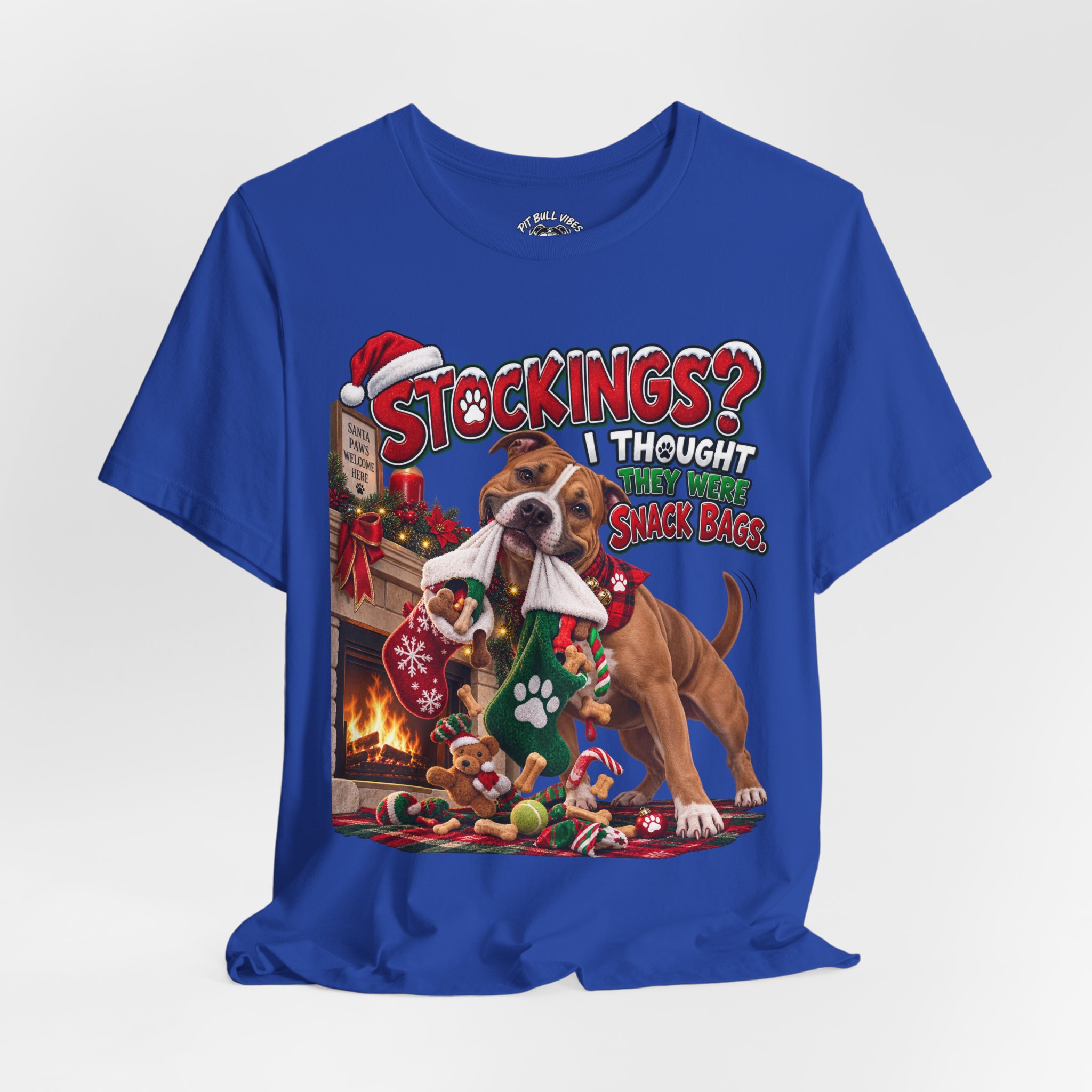 Christmas Dog T‑Shirt — “Stockings? I Thought They Were Bones” Cute Holiday Pitbull Tee - Image 20