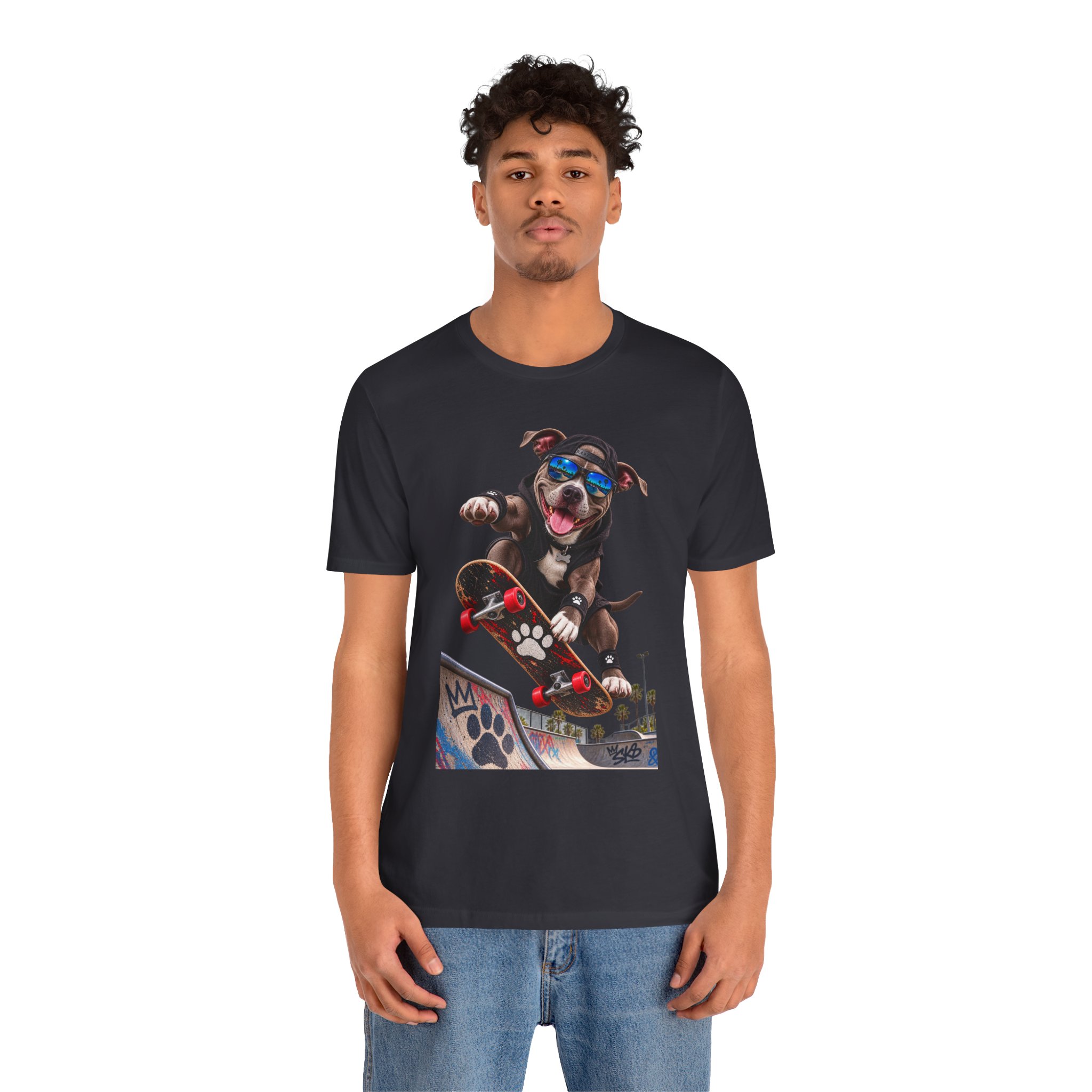 Skateboarding Dog T-Shirt | Skate Pup Graphic Tee, Sunglasses Puppy - Image 17