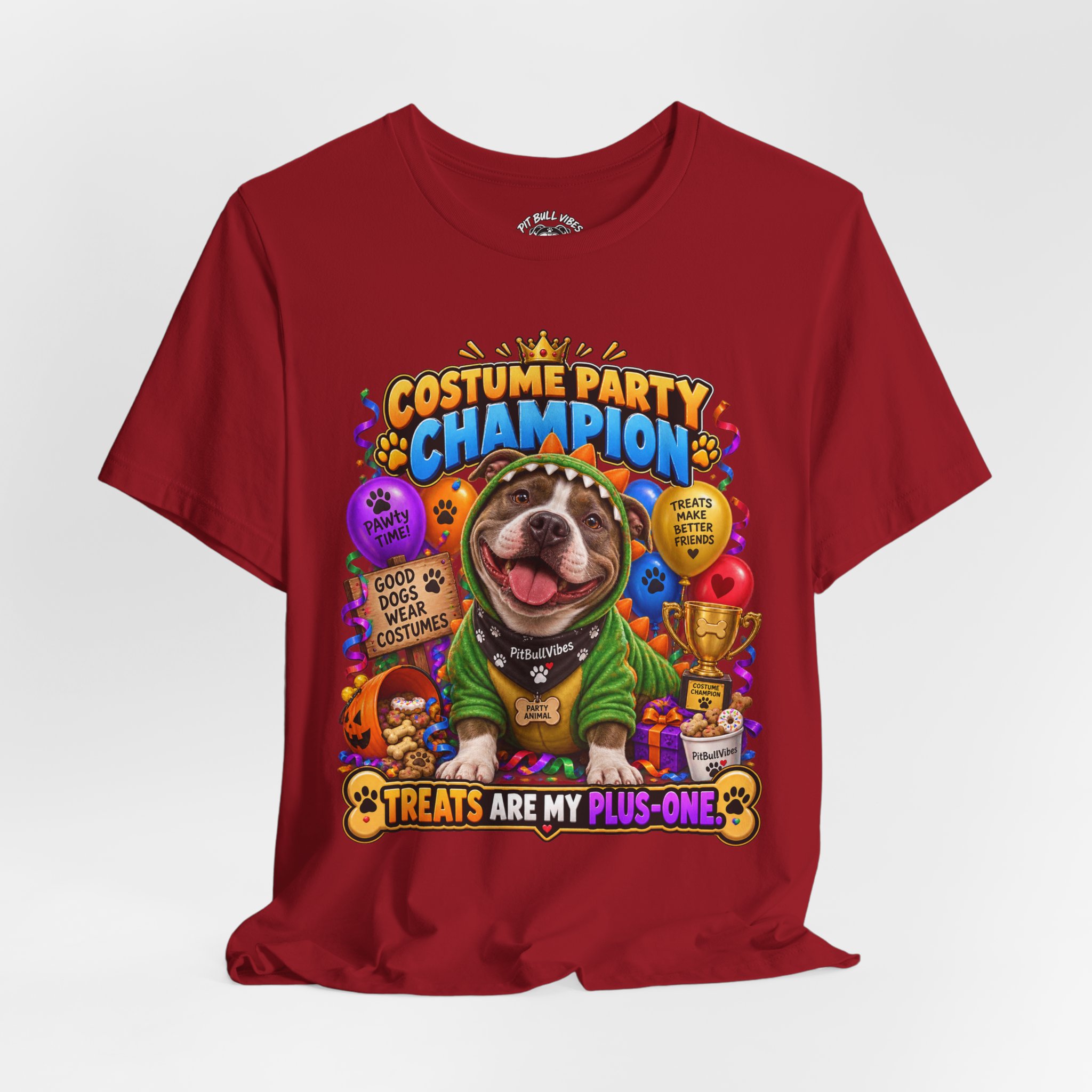 Costume Party Champion Dog T-Shirt — "Treats Are My Plus-One" - Image 40