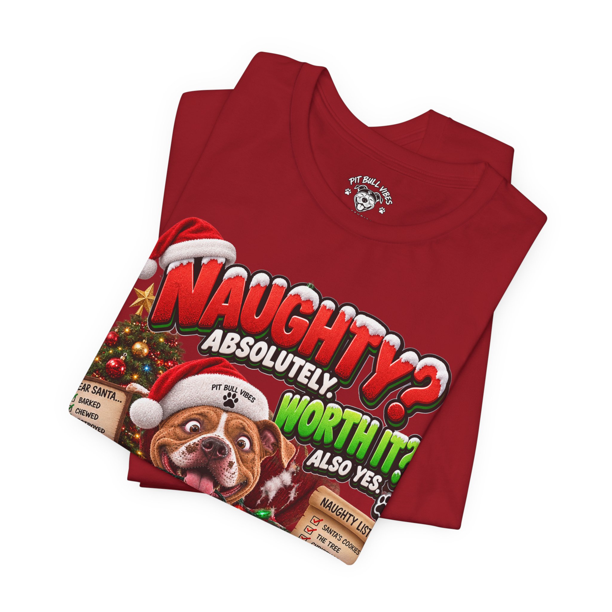 Naughty? Absolutely! Worth It? Christmas Dog Graphic Tee - Image 39
