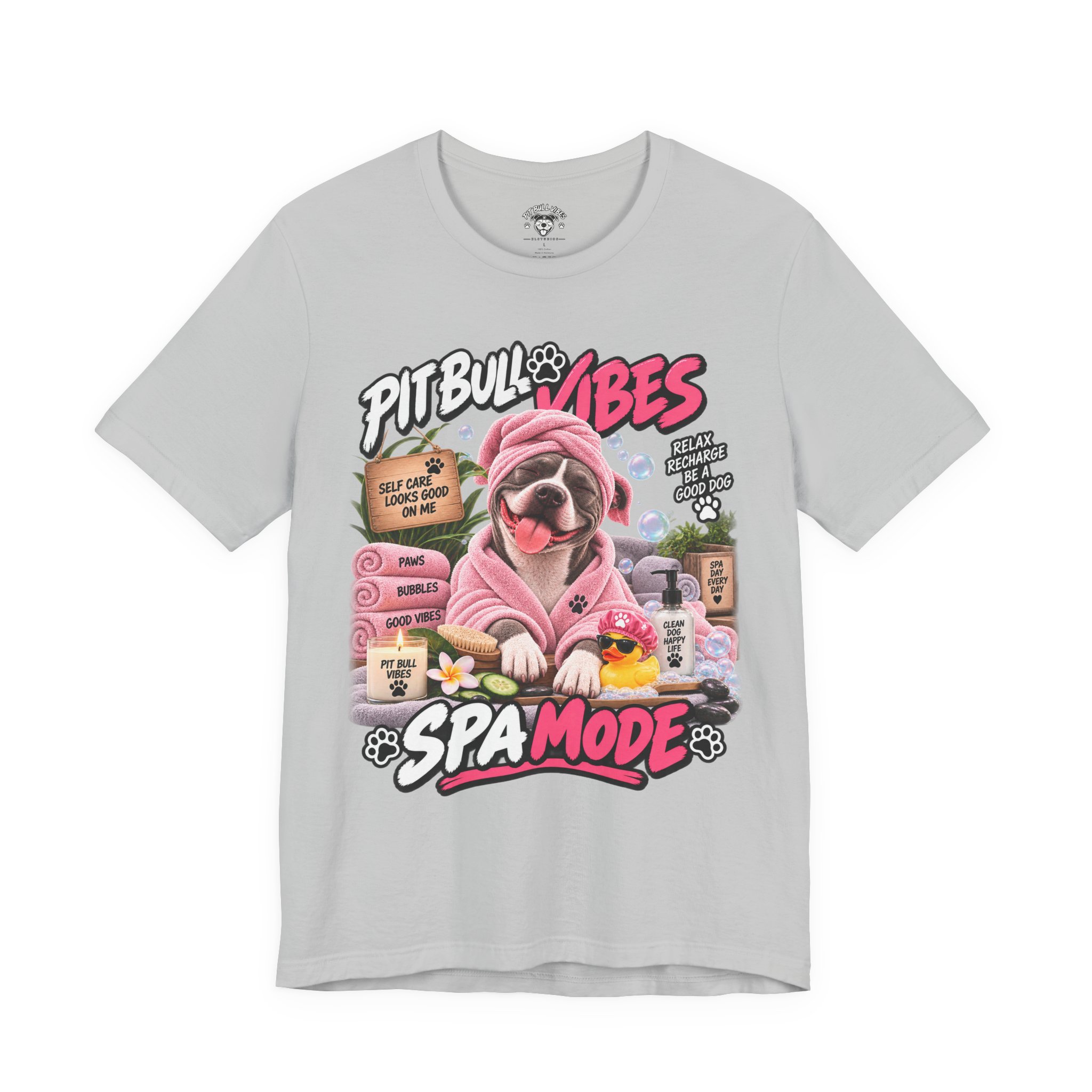 Pit Bull Spa Mode T-Shirt – Cute Spa Vibes Graphic Tee for Dog Lovers - Image 9