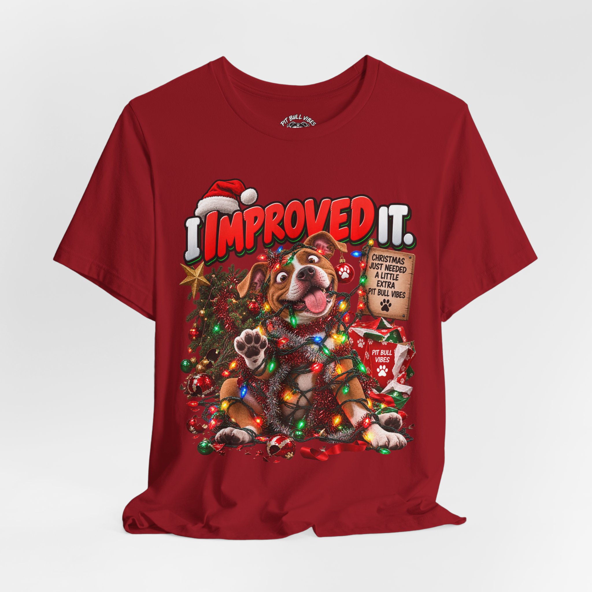 Holiday Dog T‑Shirt “I Improved It” Christmas Puppy Tee - Image 40