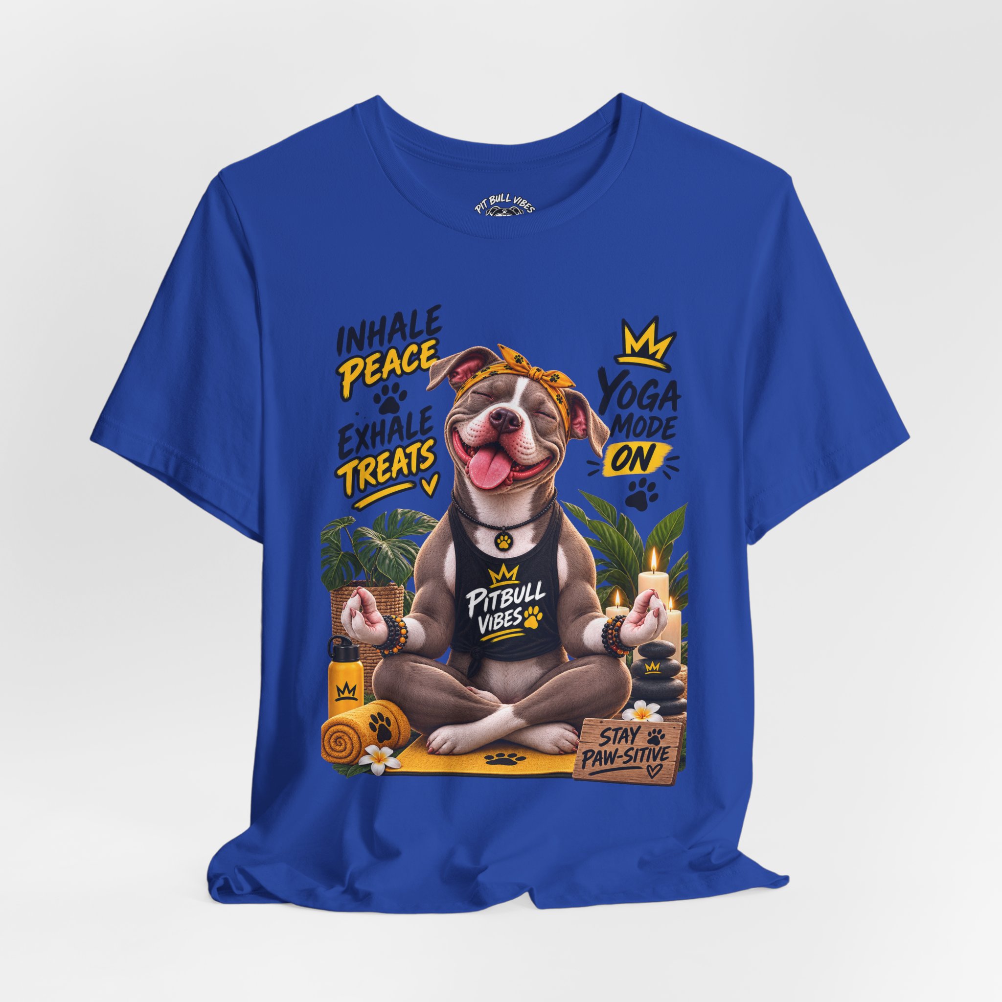 Yoga Mode On Pitbull Vibes T-Shirt — Inhale Peace, Exhale Treats - Image 20