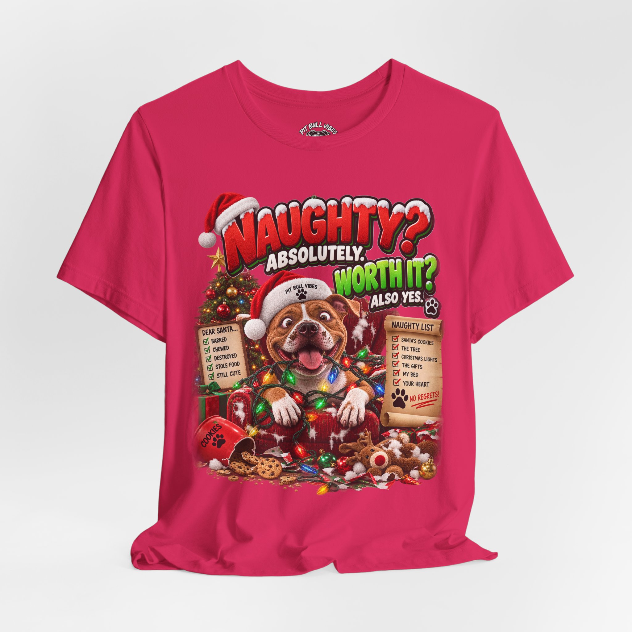 Naughty? Absolutely! Worth It? Christmas Dog Graphic Tee - Image 28
