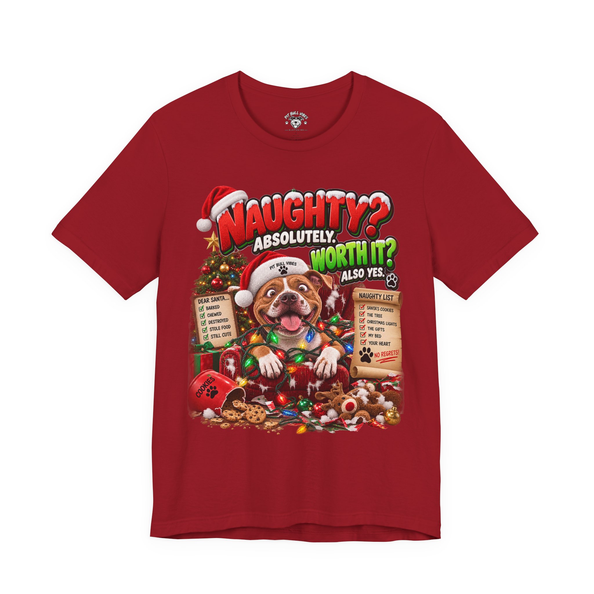 Naughty? Absolutely! Worth It? Christmas Dog Graphic Tee - Image 37