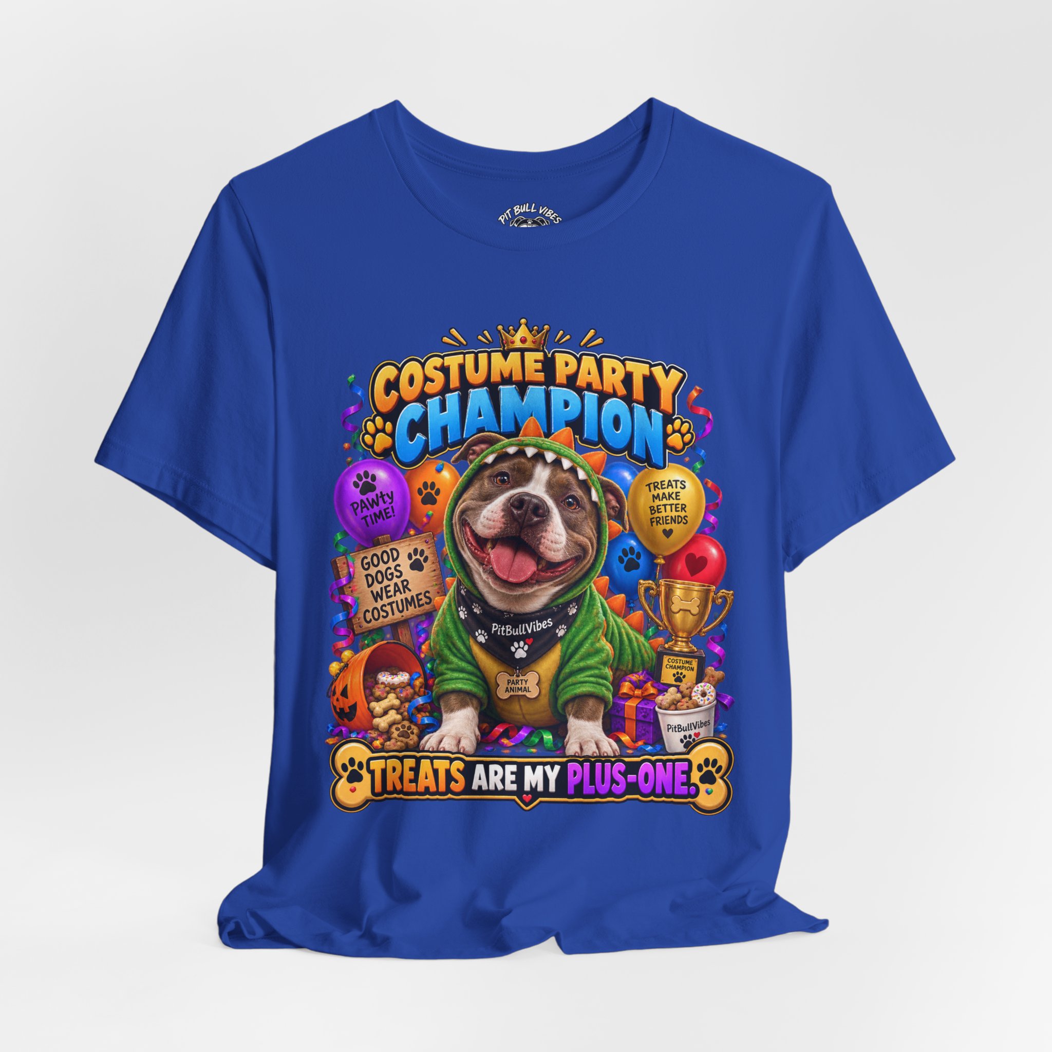 Costume Party Champion Dog T-Shirt — "Treats Are My Plus-One" - Image 24