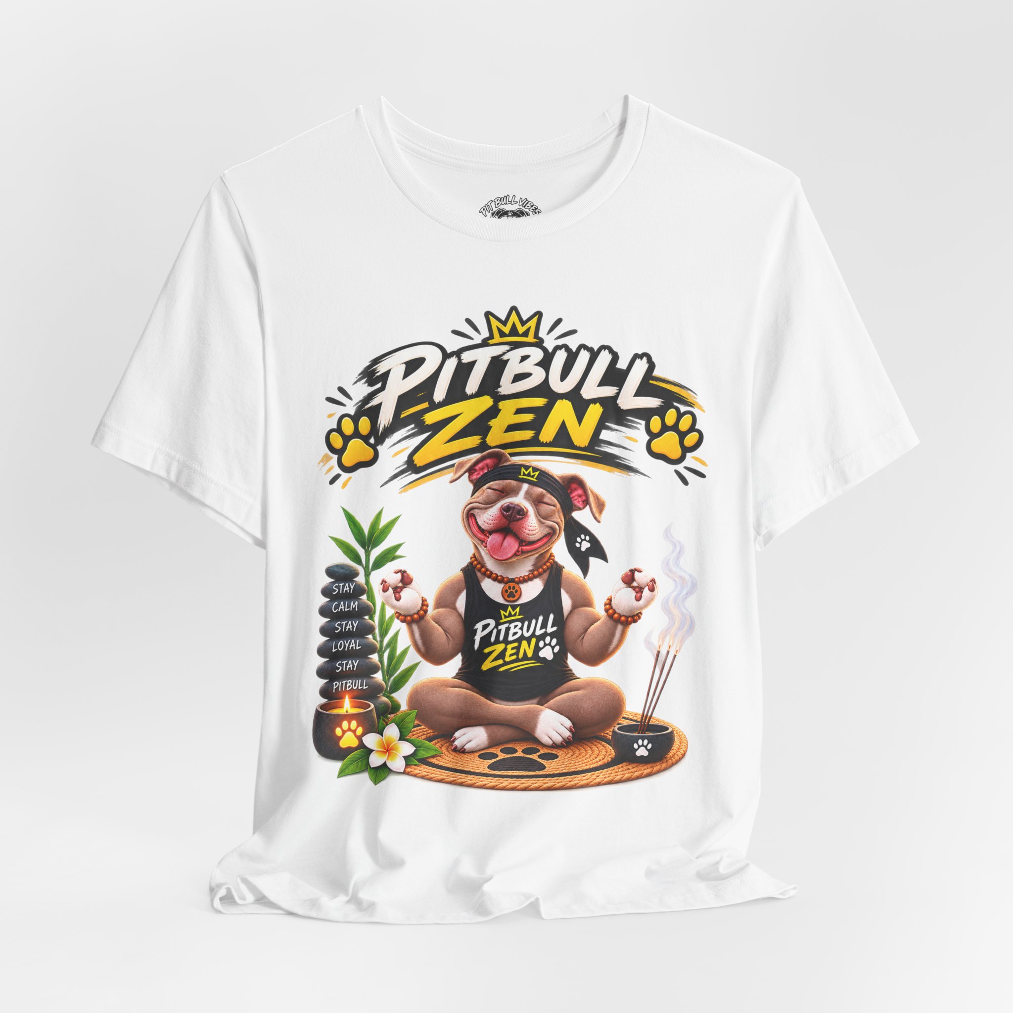 Pitbull Zen T-Shirt - Cute Meditating Pitbull Graphic Tee - Image 4