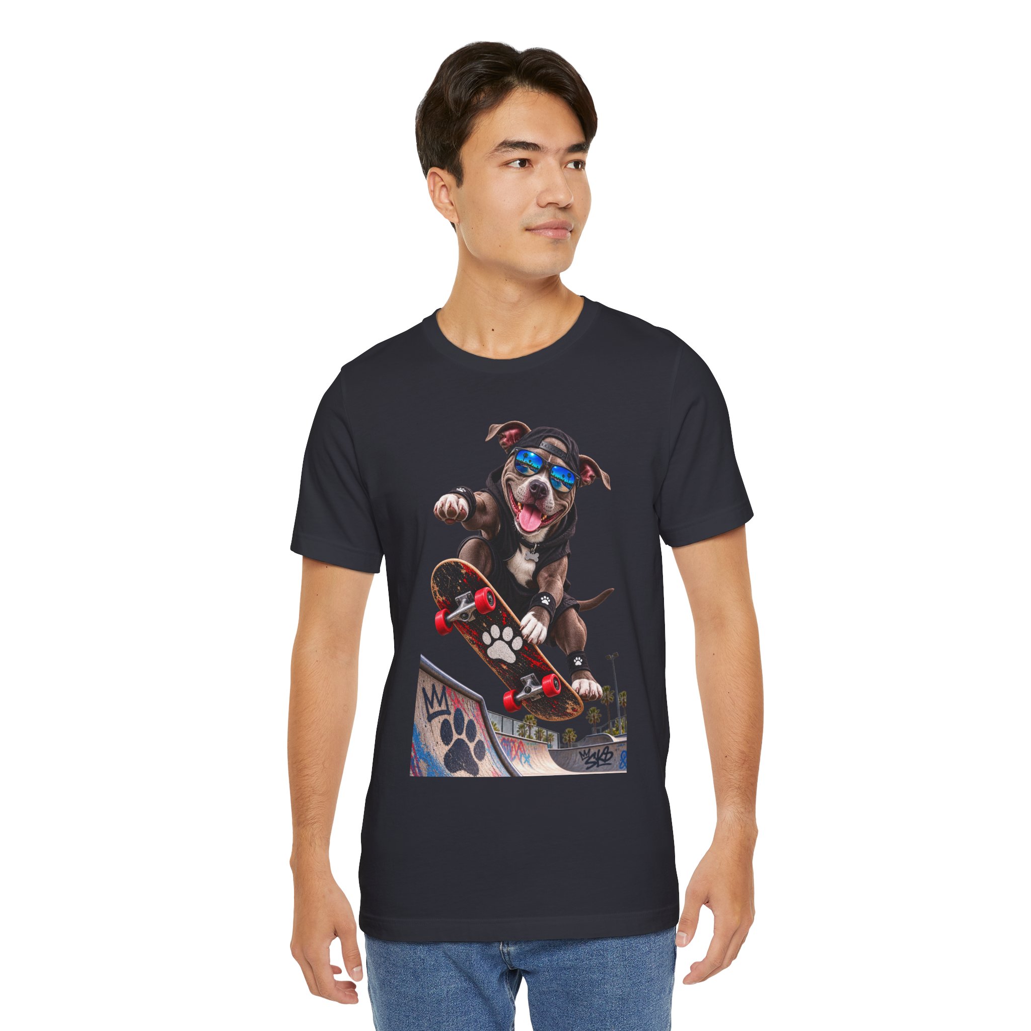 Skateboarding Dog T-Shirt | Skate Pup Graphic Tee, Sunglasses Puppy - Image 18
