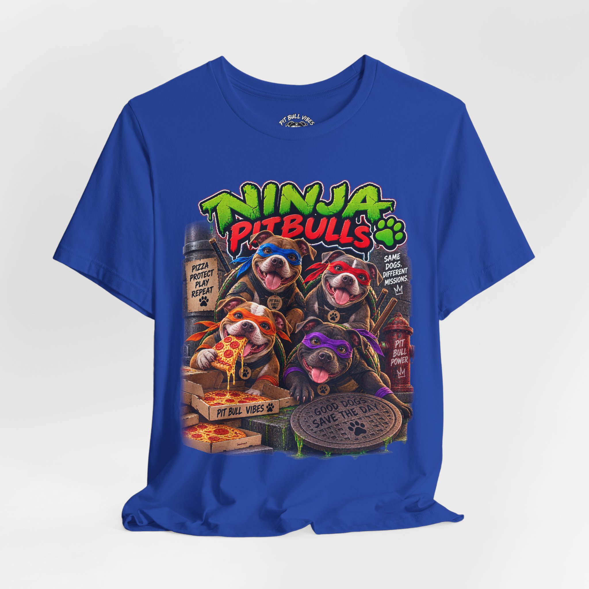 Ninja Pitbulls Graphic Tee — Cute Pitbull Dogs Street Art T-Shirt - Image 24