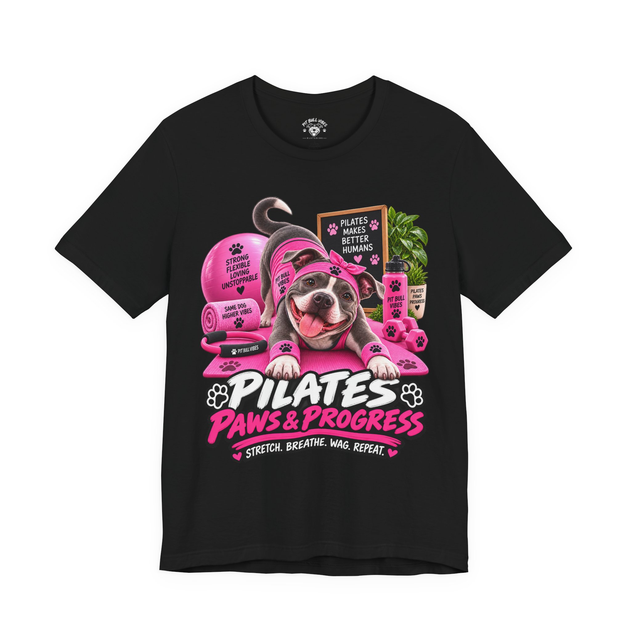 Pilates Paws & Progress T-Shirt — Cute Dog Yoga Pilates Tee (Stretch, Breathe, Wag, Repeat) - Image 13